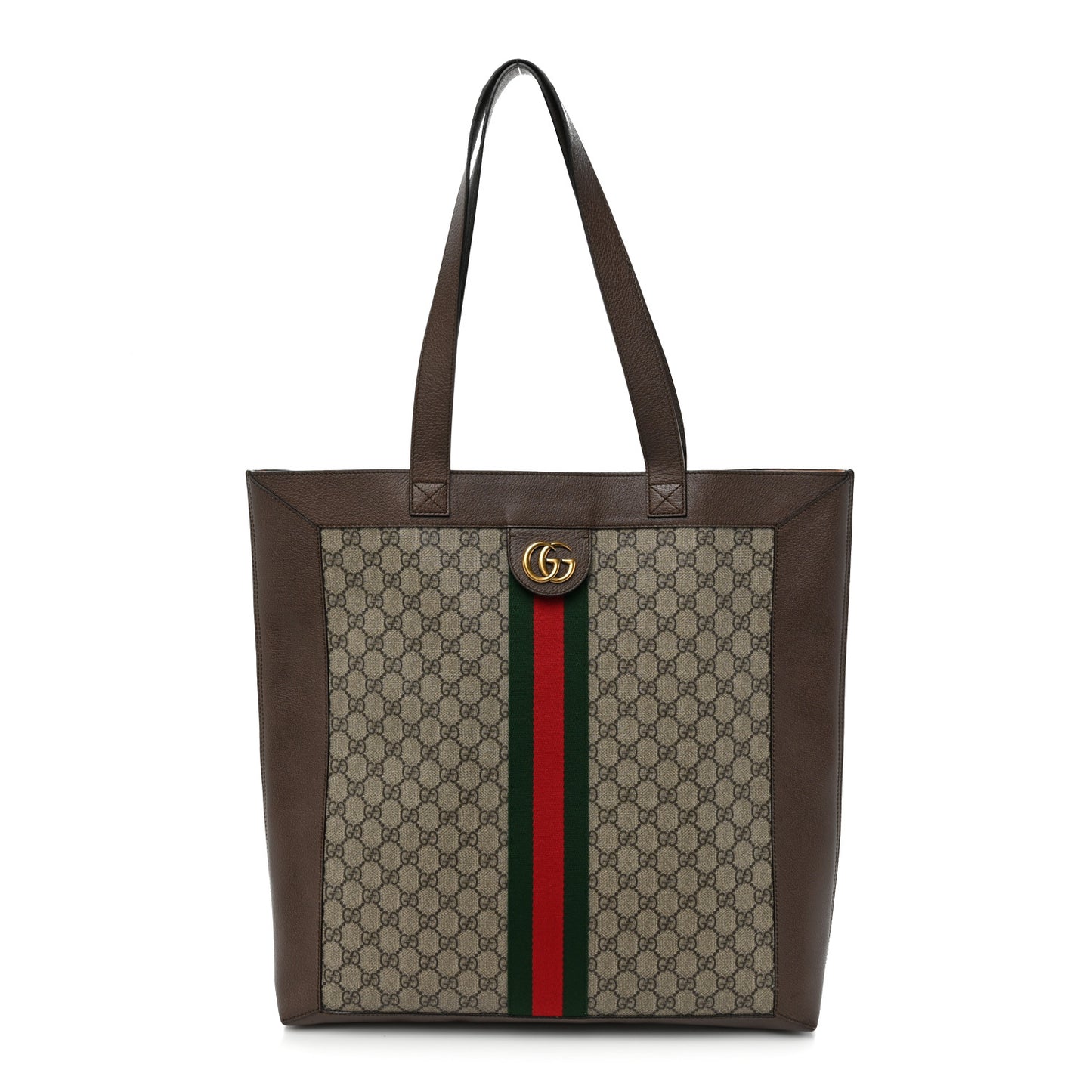 GG Supreme Monogram Web Large Ophidia Vertical Shopping Tote Brown