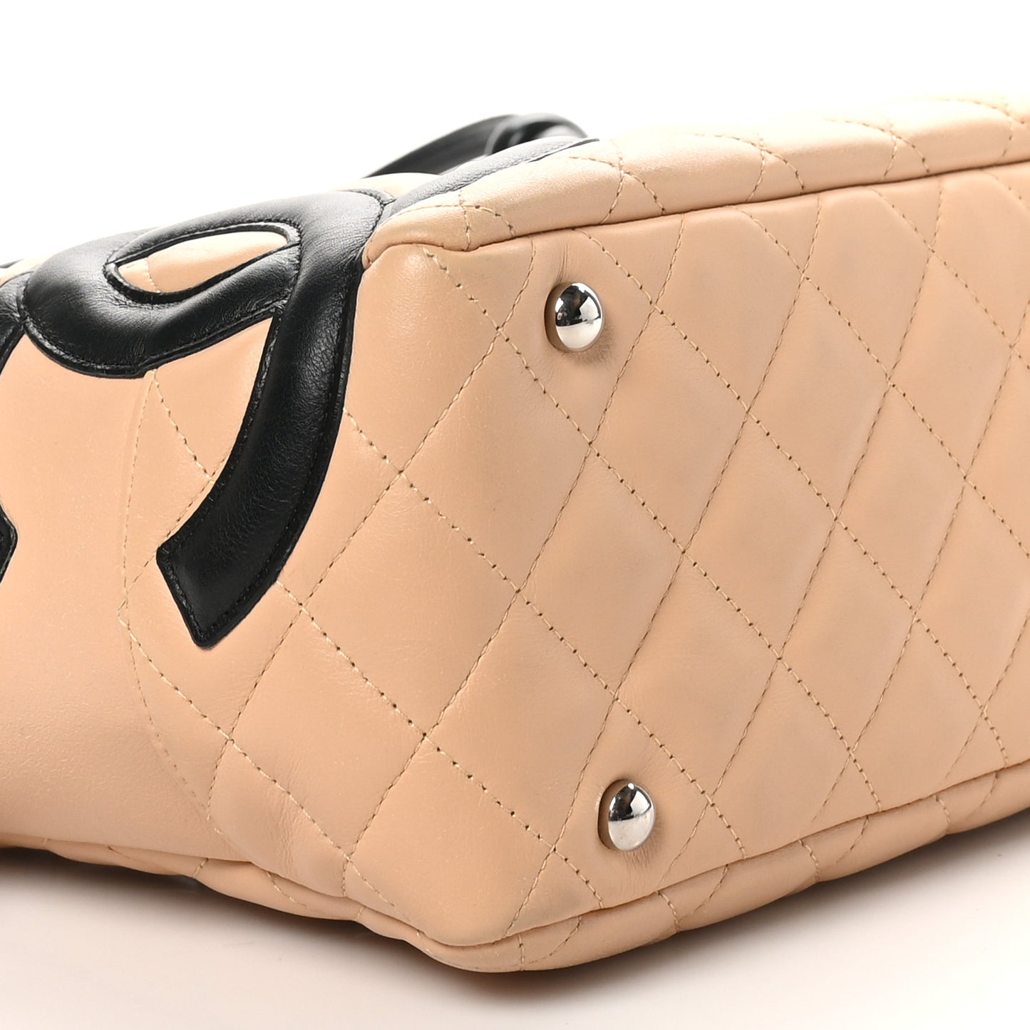 Calfskin Quilted Large Cambon Bowler Beige Black