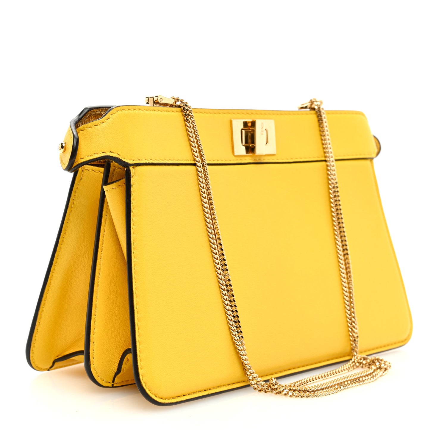 Nappa Small Peekaboo I SEE U East West Chain Satchel Limone