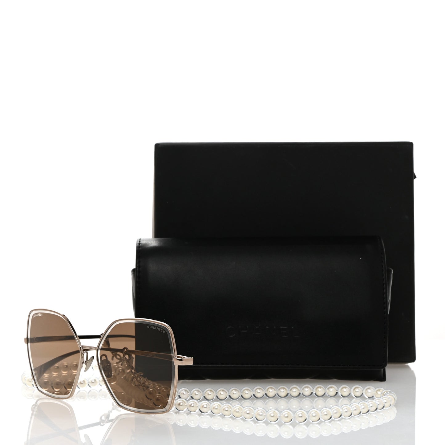 Butterfly Removable Pearl Chain Sunglasses 4262 Brown