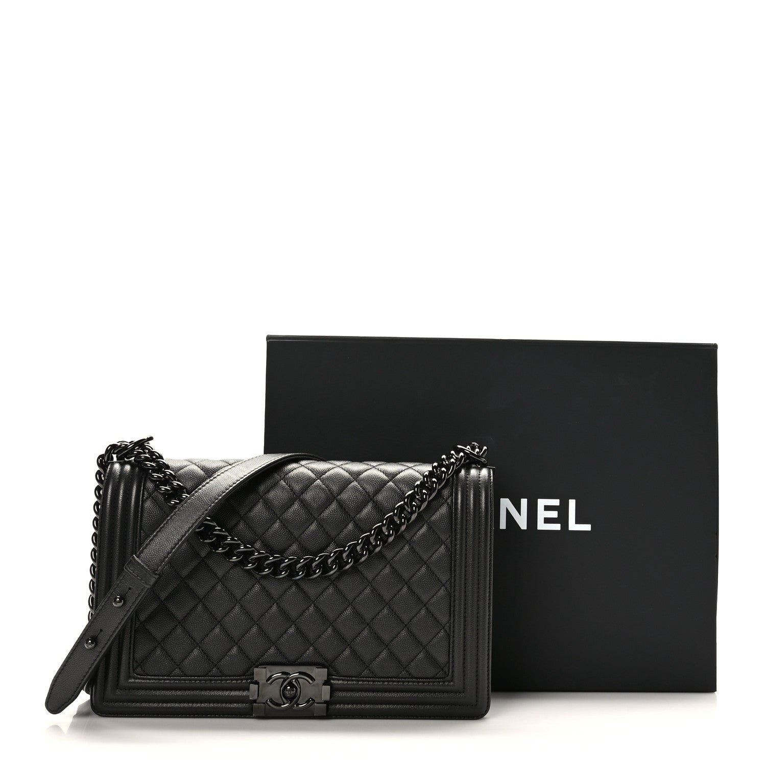 Chanel Caviar Quilted New Medium Boy Flap So Black 10 of 10