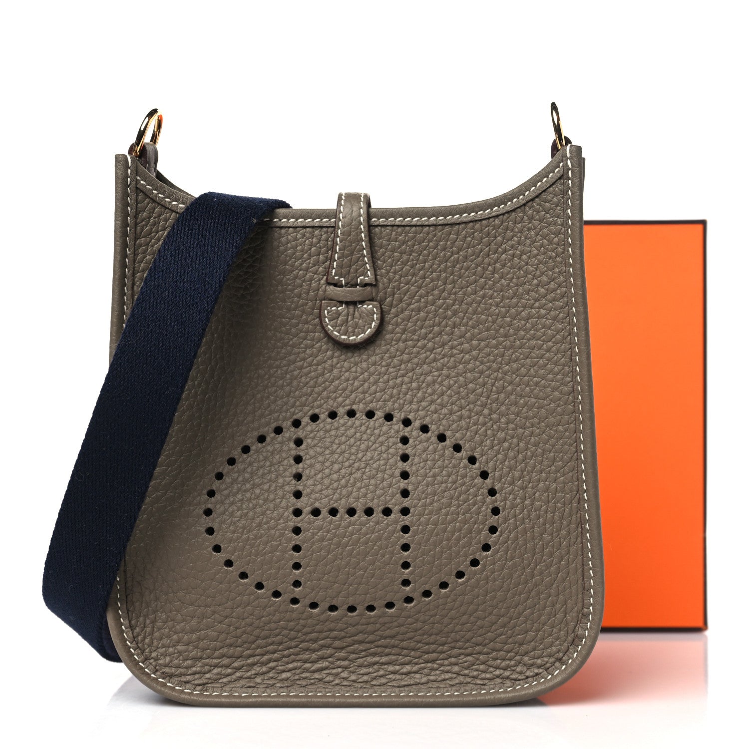 Hermes Taurillon Clemence Amazone Evelyne TPM Etoupe Bleu Indigo 11 of 11