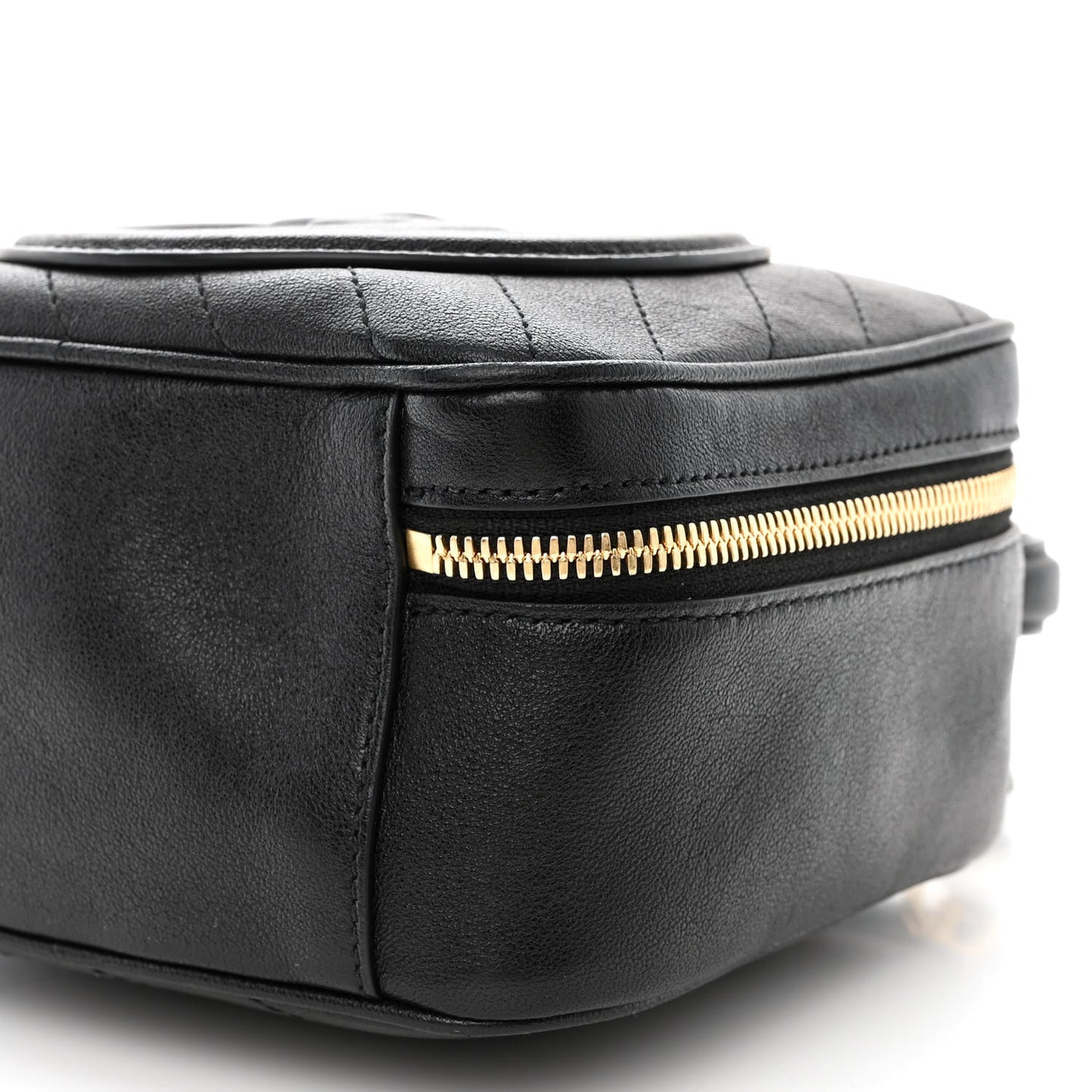 Sakai Be Green Calfskin Diagonal Stitched Blondie Top Handle Bag Black