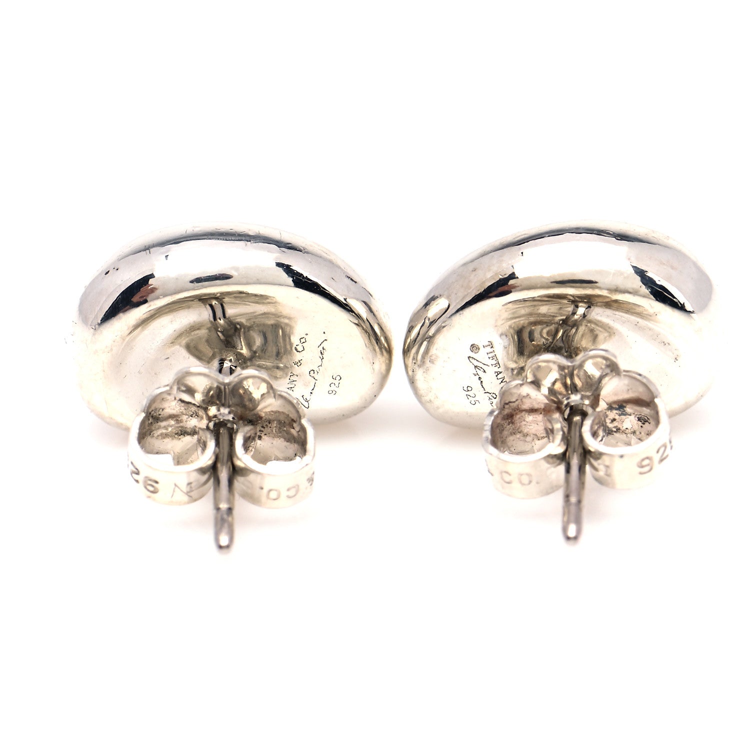 Tiffany Sterling Silver 12mm Elsa Peretti Bean Earrings 3 of 7