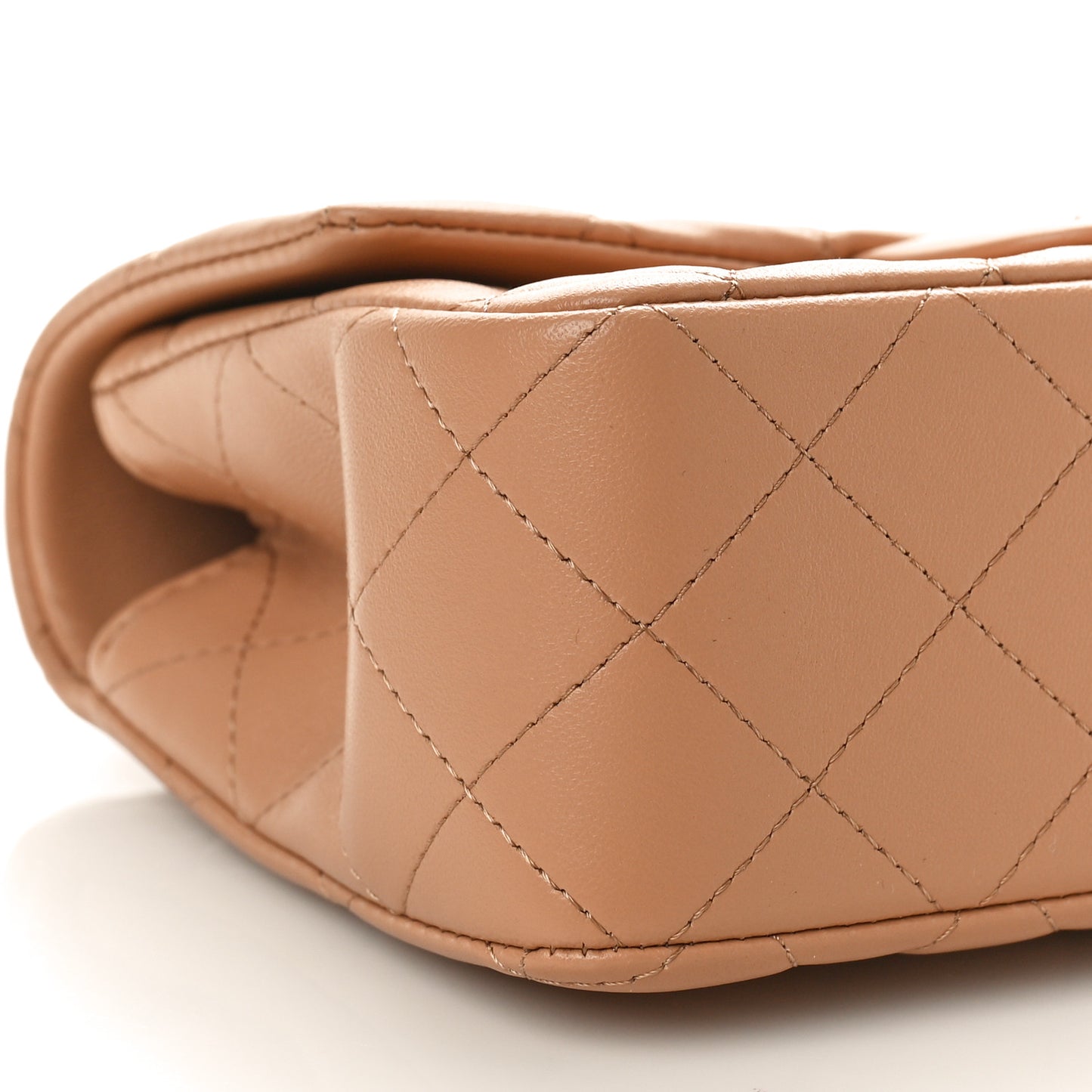 Lambskin Quilted Mini Top Handle Rectangular Flap Beige