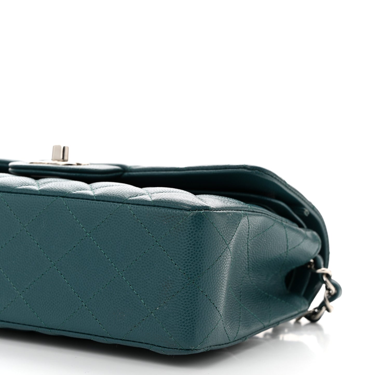 Caviar Quilted Small Double Flap Light Green