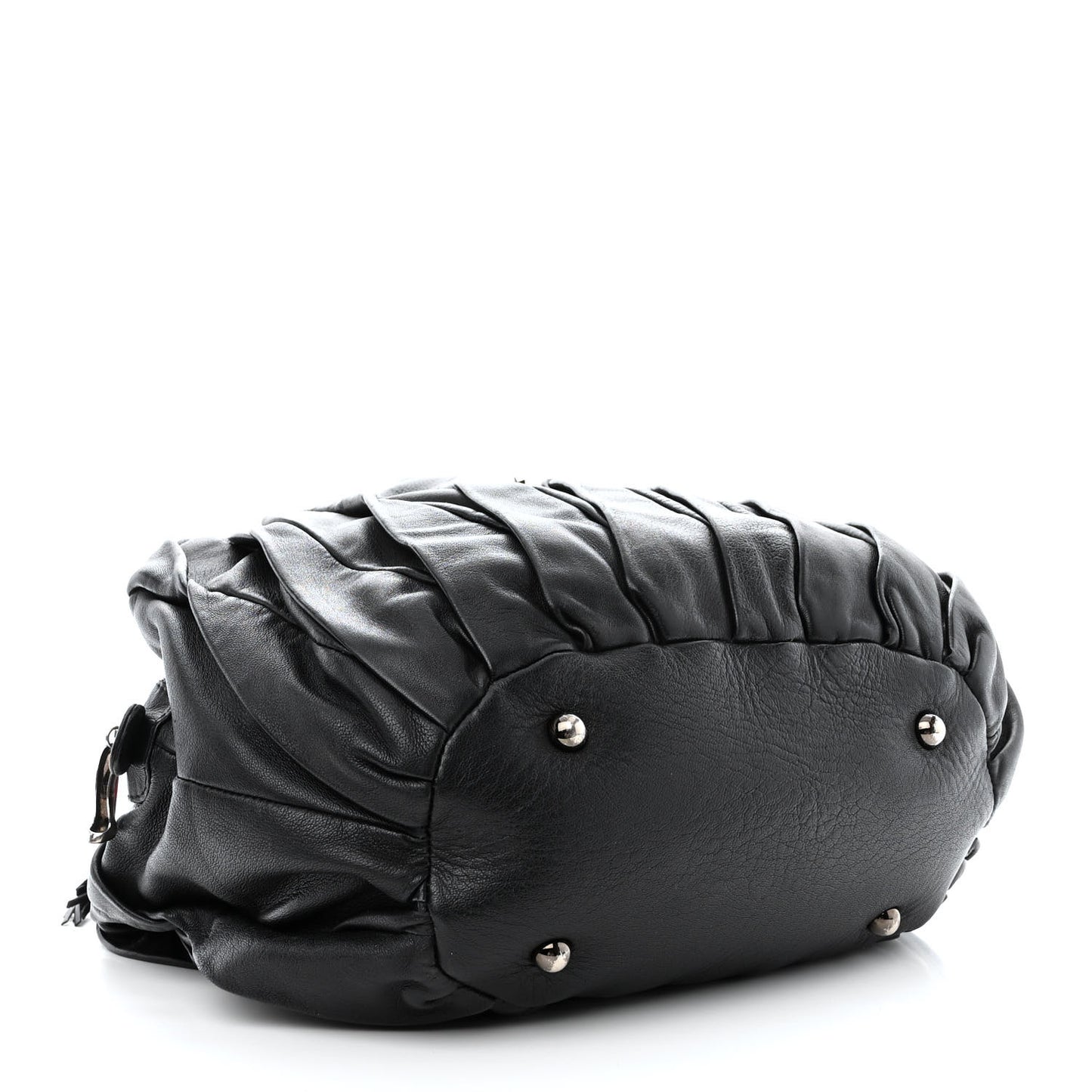 Lambskin Plated Fringed Tinzita Shoulder Bag Black