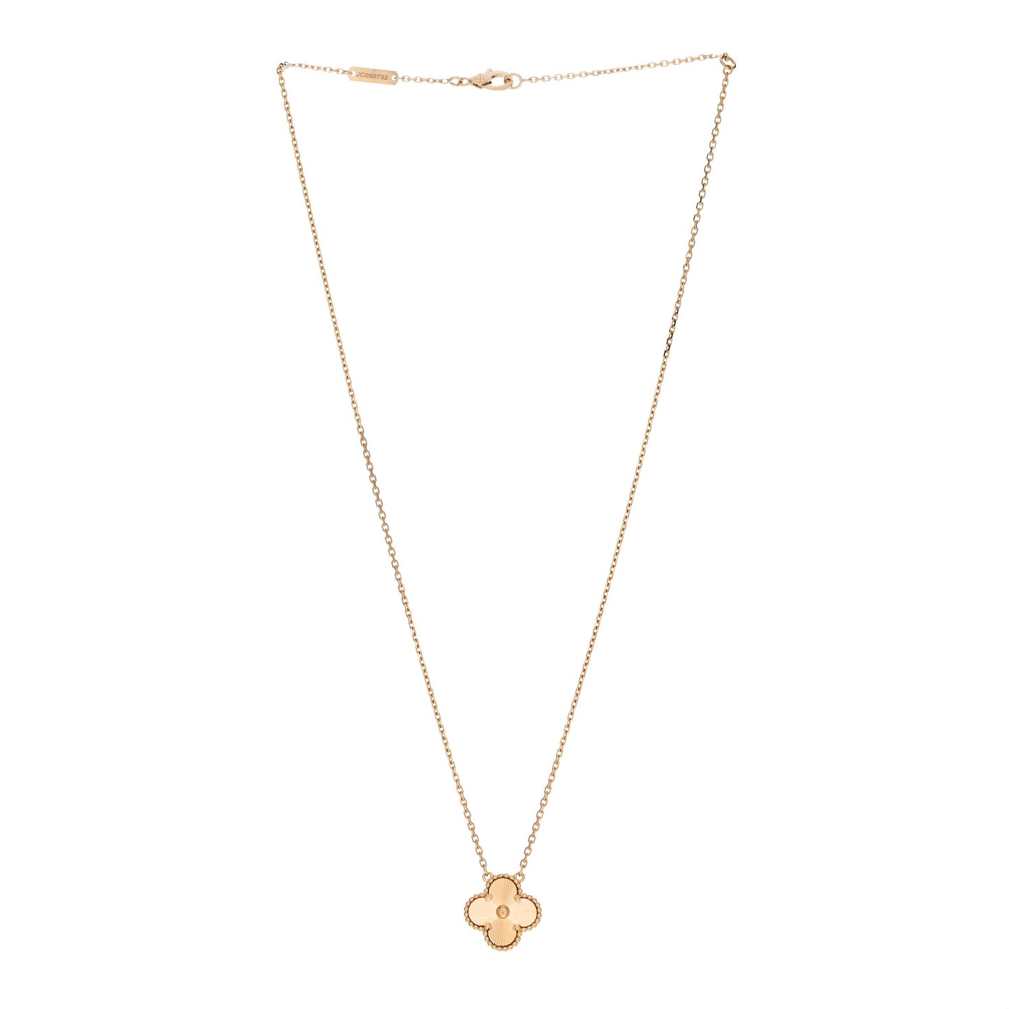 18K Yellow Gold Guilloche Vintage Alhambra Pendant Necklace