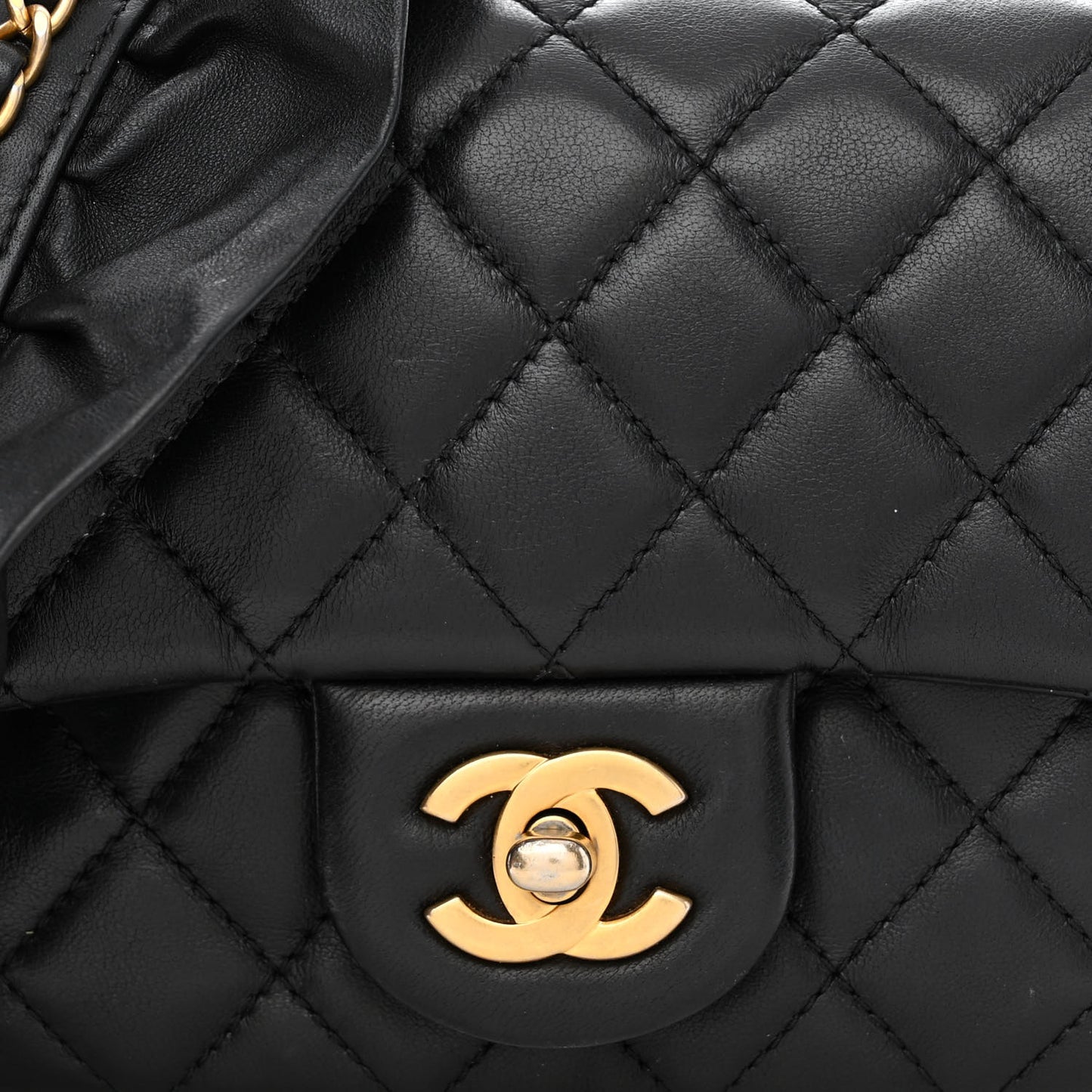 Lambskin Quilted Mini Romance Square Flap Black