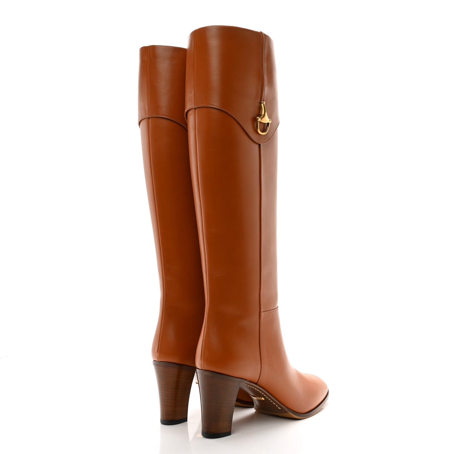 Gucci Calfskin Half Horsebit Tall Boots 41 Cognac 4 of 12