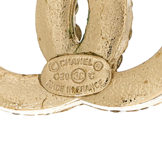 Chanel Crystal CC Earrings Light Gold 4 of 5