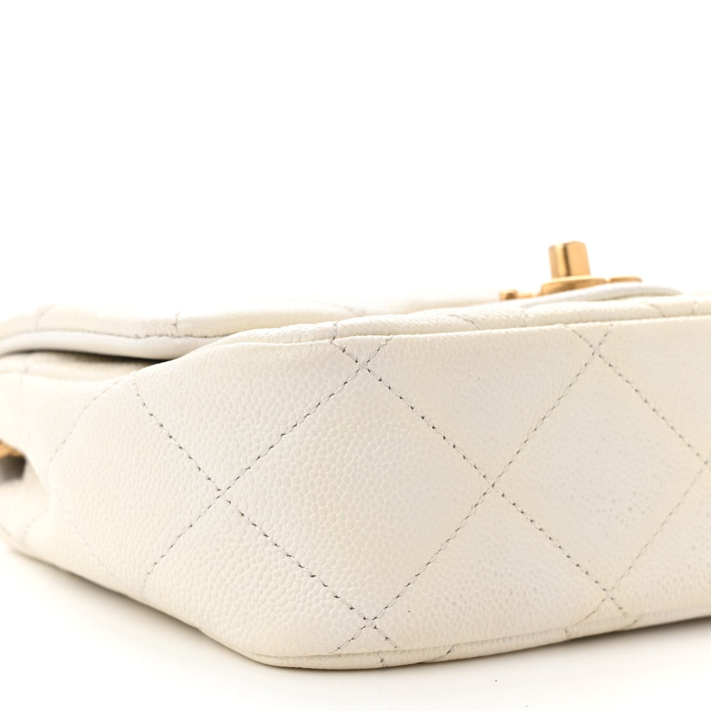 Caviar Quilted Mini Sweetheart Flap White