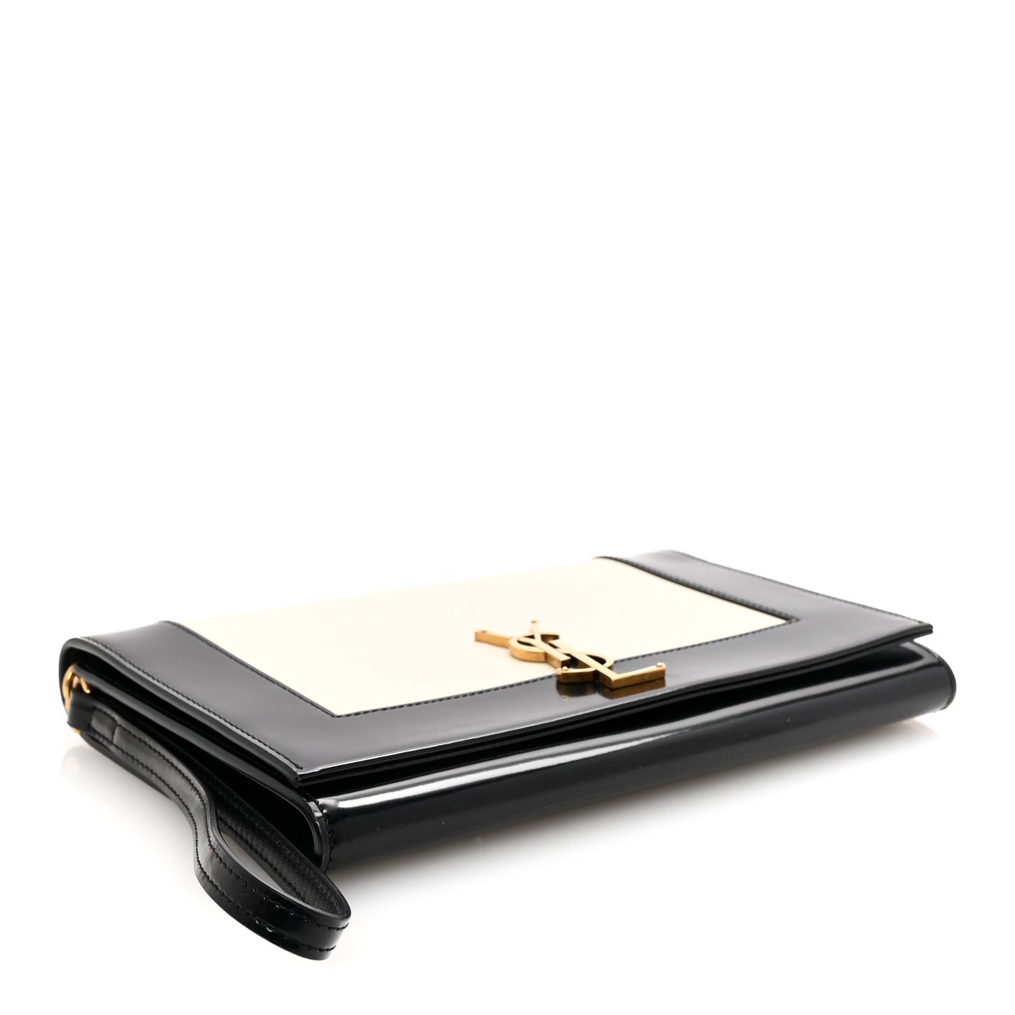 Lambskin Patent Monogram Cassandre Clasp Flap Pouch Off White Black