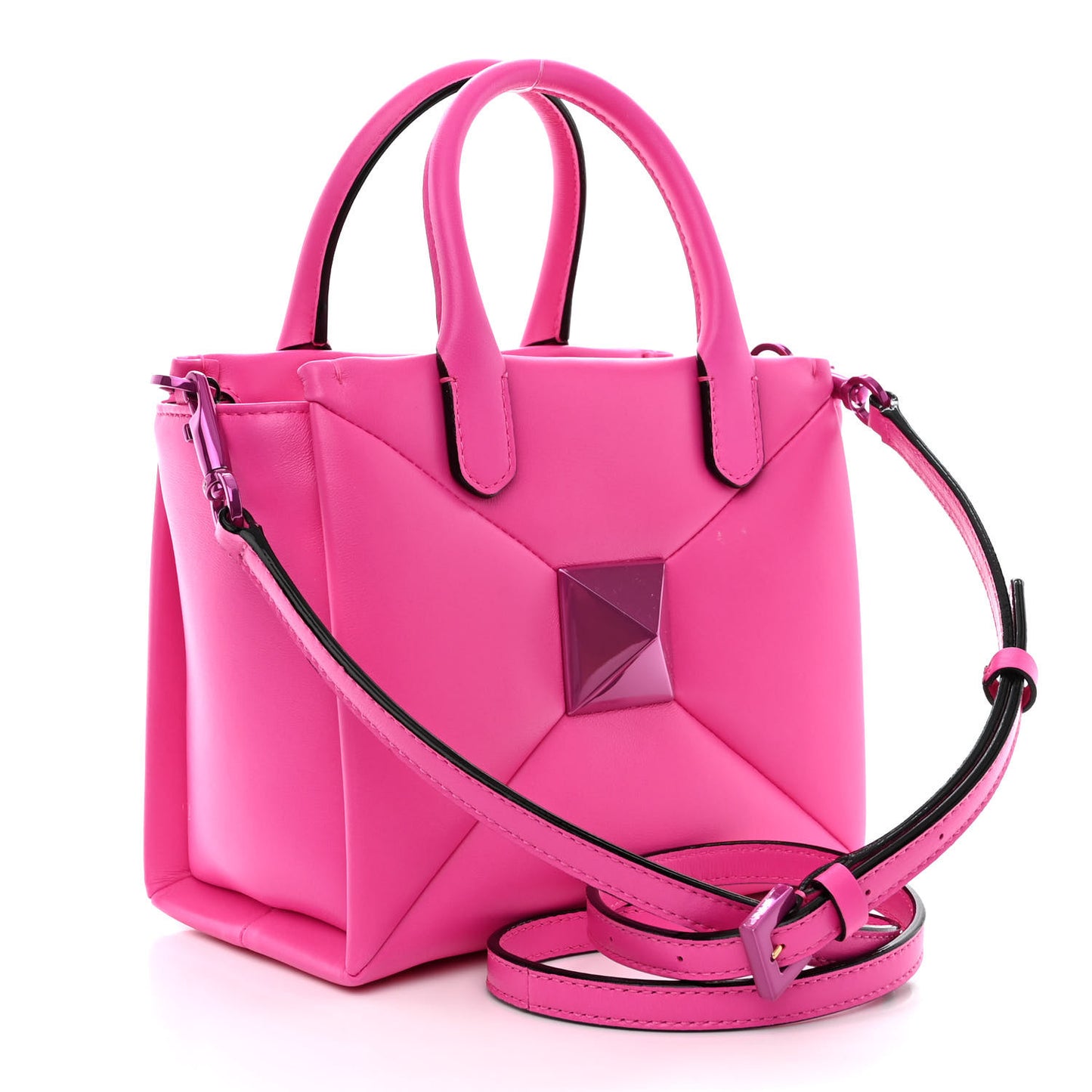 Nappa Tonal Monochrome Small One Stud Handbag Pink PP
