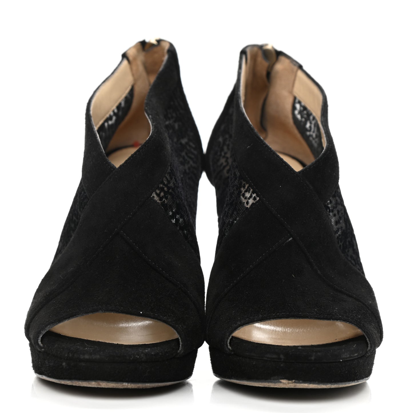 Suede Mesh Vivid Ankle Booties 35.5 Black