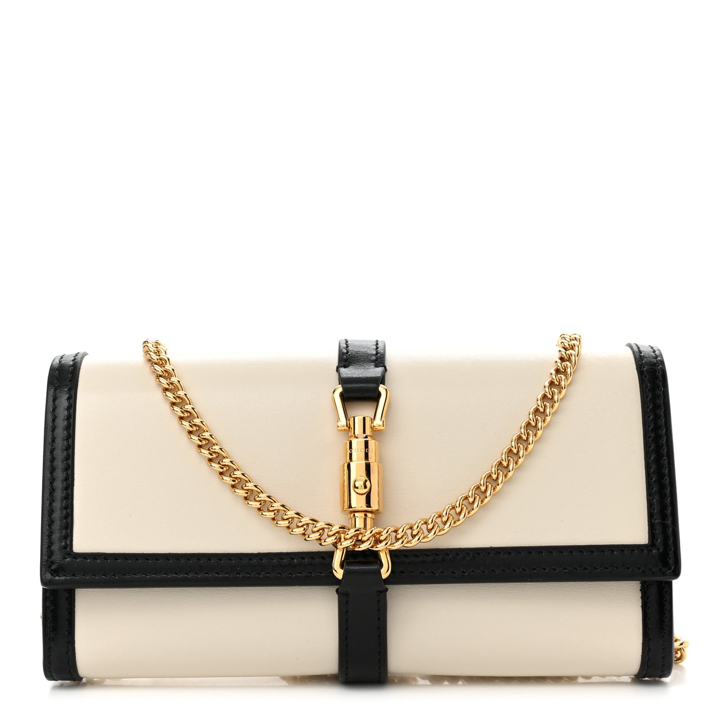 Calfskin Bi-Color Jackie 1961 Chain Wallet Mystic White Black