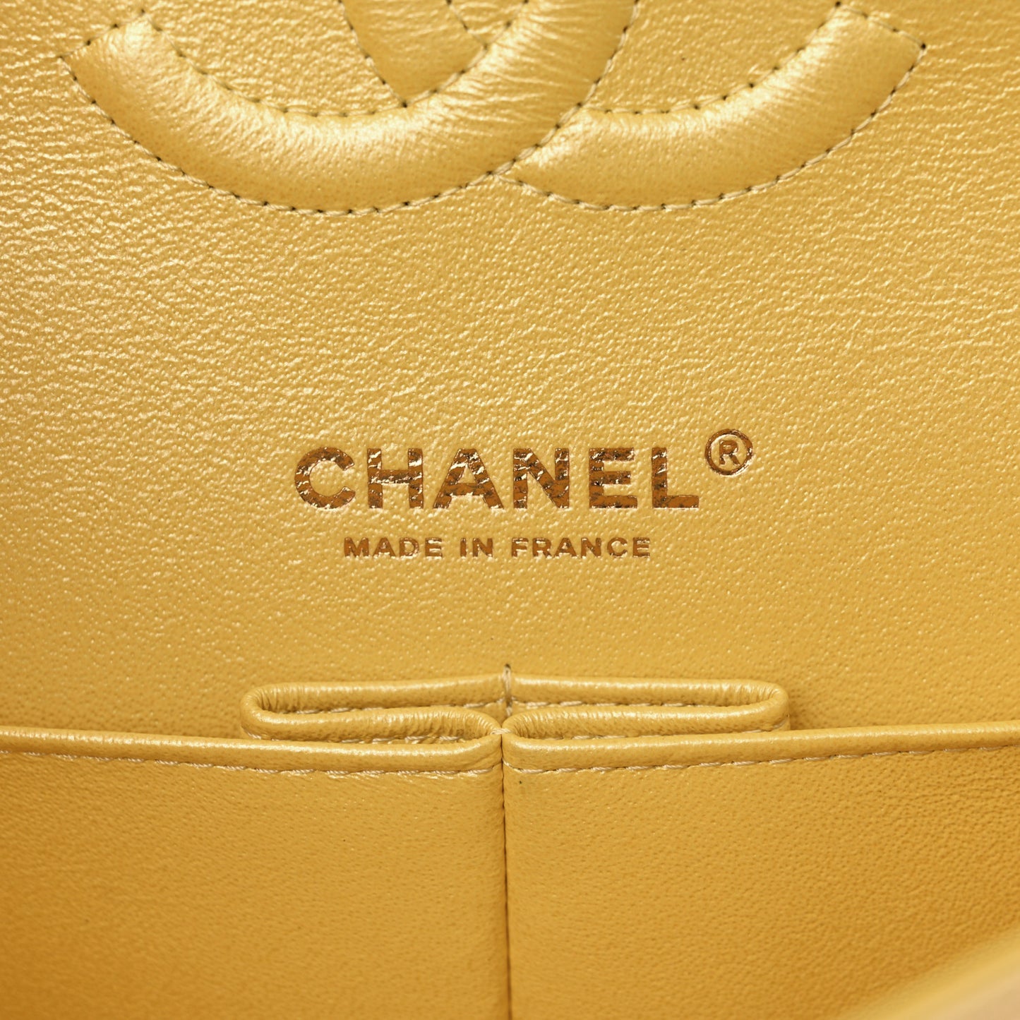 Iridescent Caviar Quilted Medium Double Flap Yellow