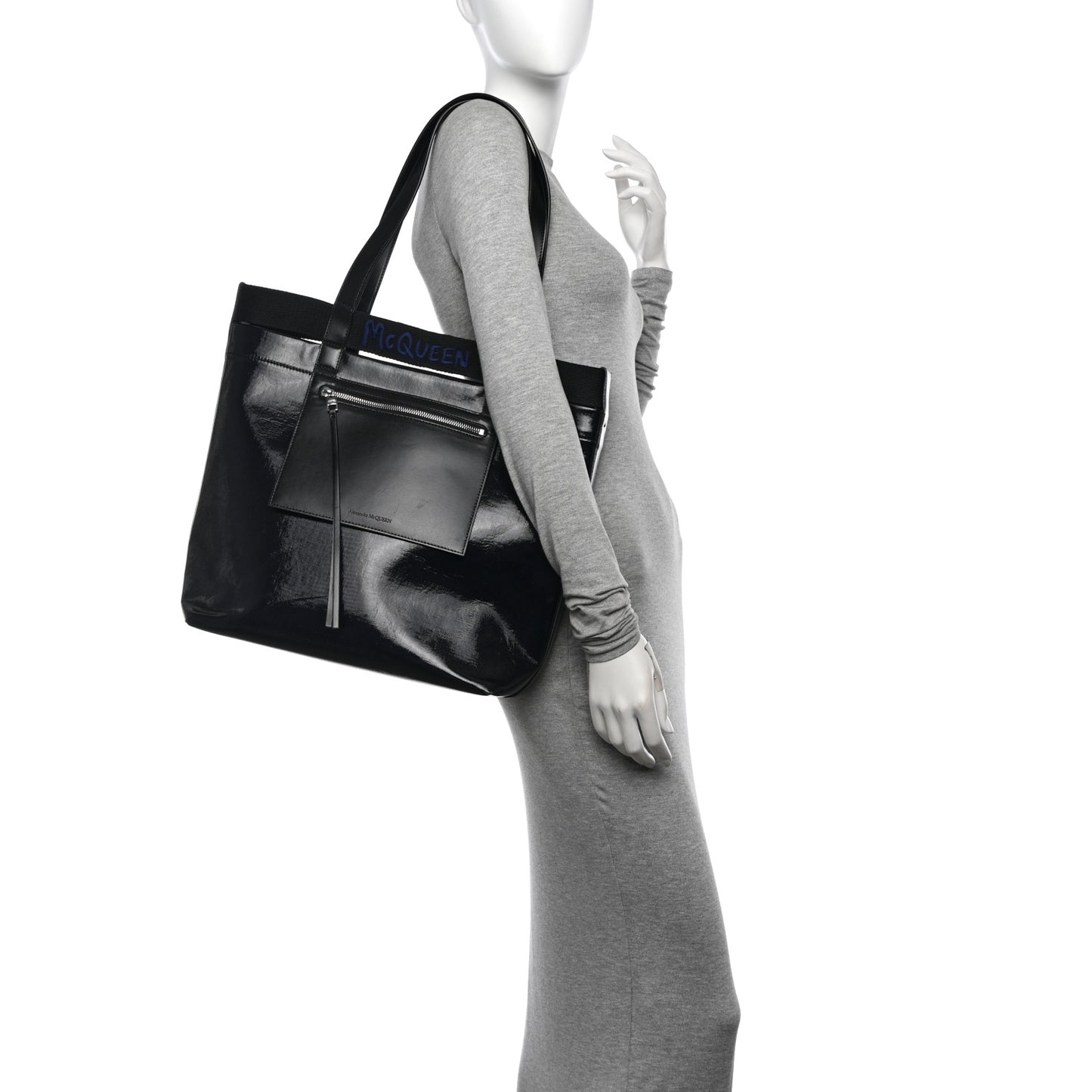 Coated Canvas Logo Shopper Tote Black