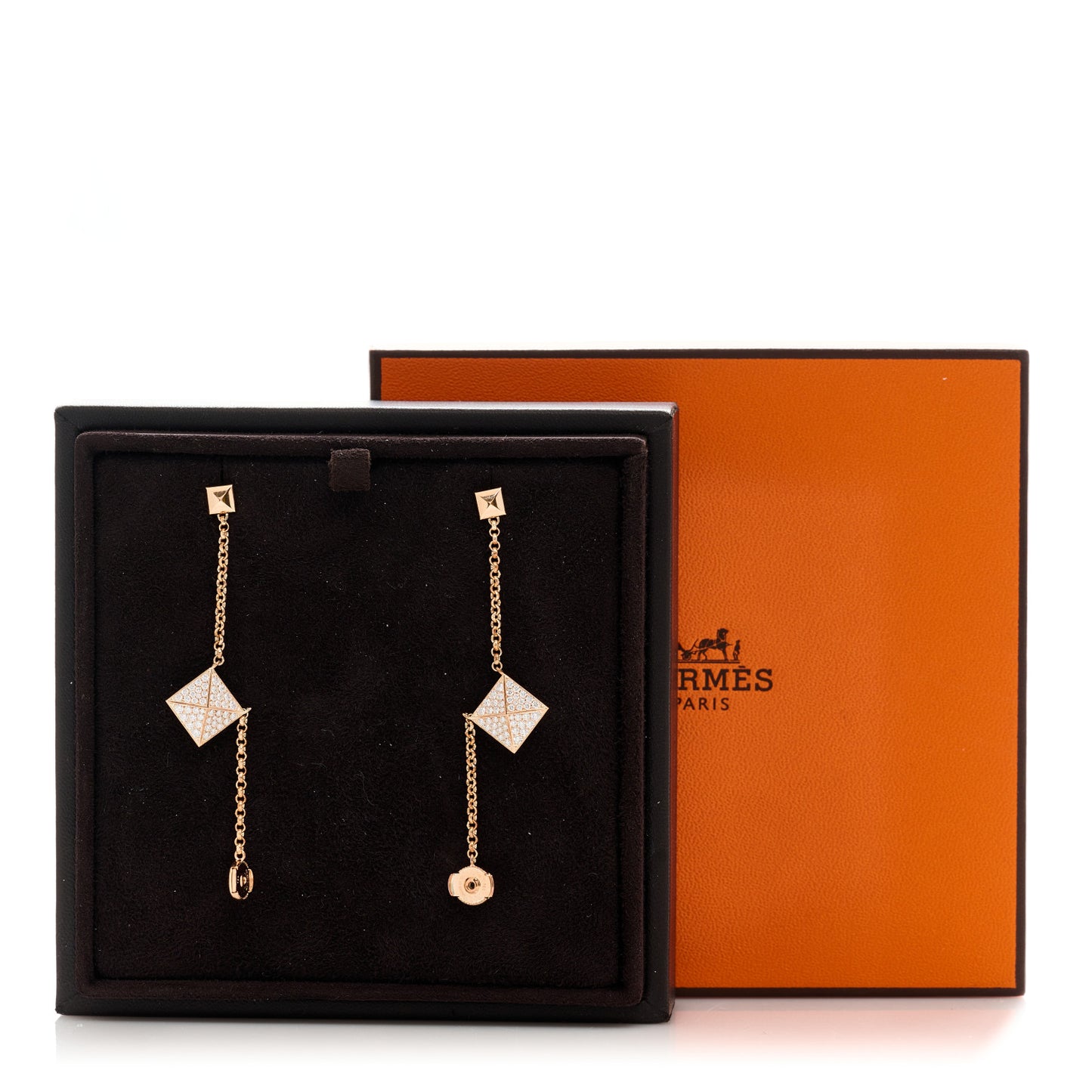18K Rose Gold Diamond Clou d'H Dangle Earrings