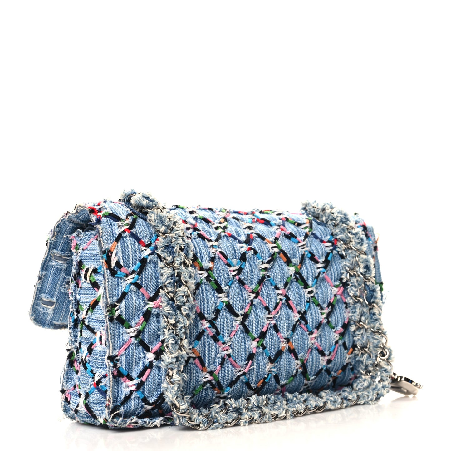 Woven Denim Medium Flap Multicolor