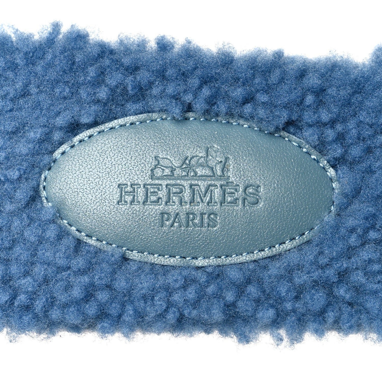 Hermes Woolskin Oran Sandals 37.5 Bleu 7 of 7