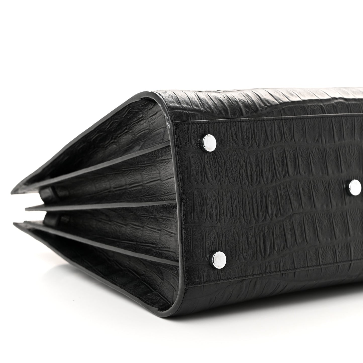 Calfskin Crocodile Embossed Small Sac de Jour Black