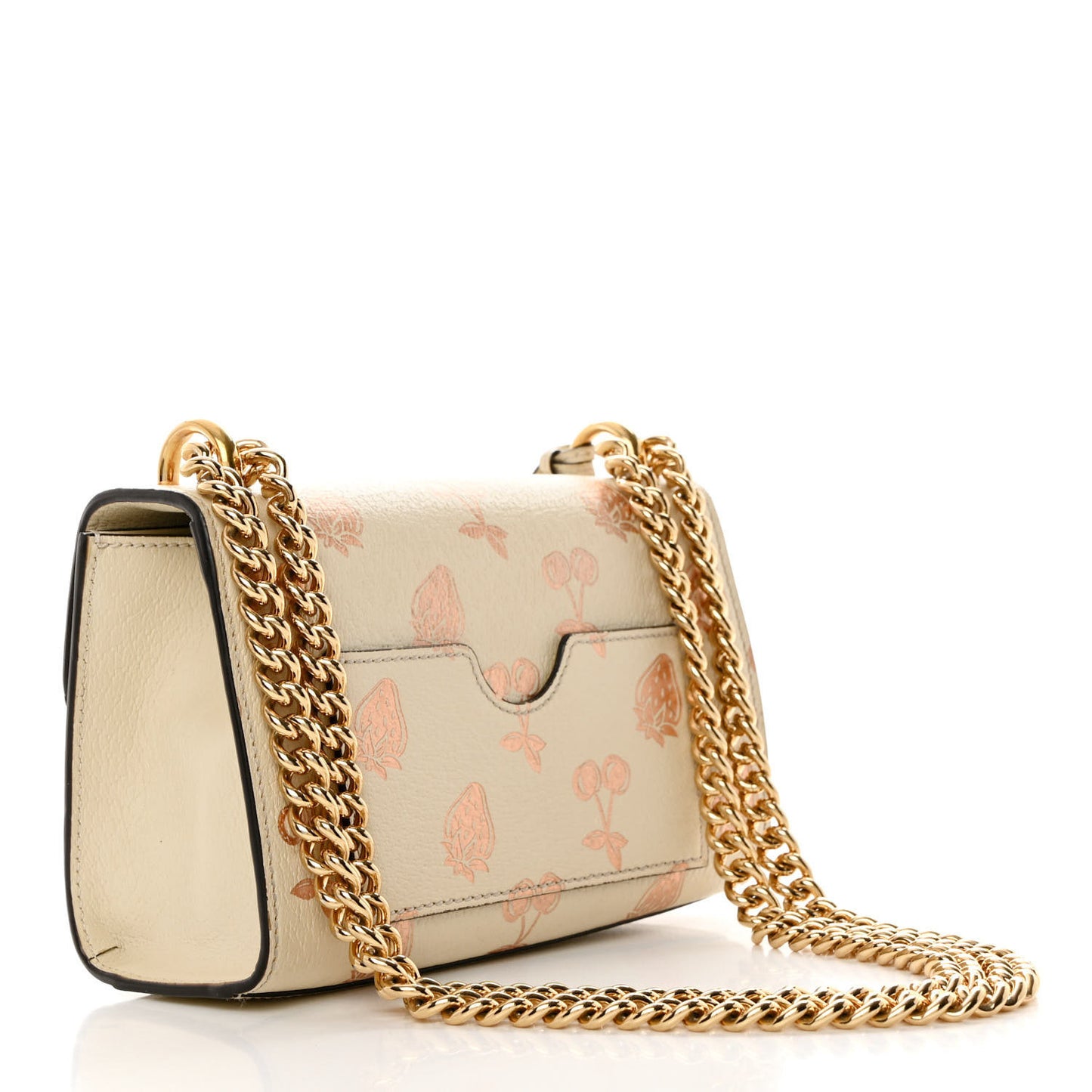 GG Supreme Monogram Strawberry Cherry Small Padlock Shoulder Bag Mystic White