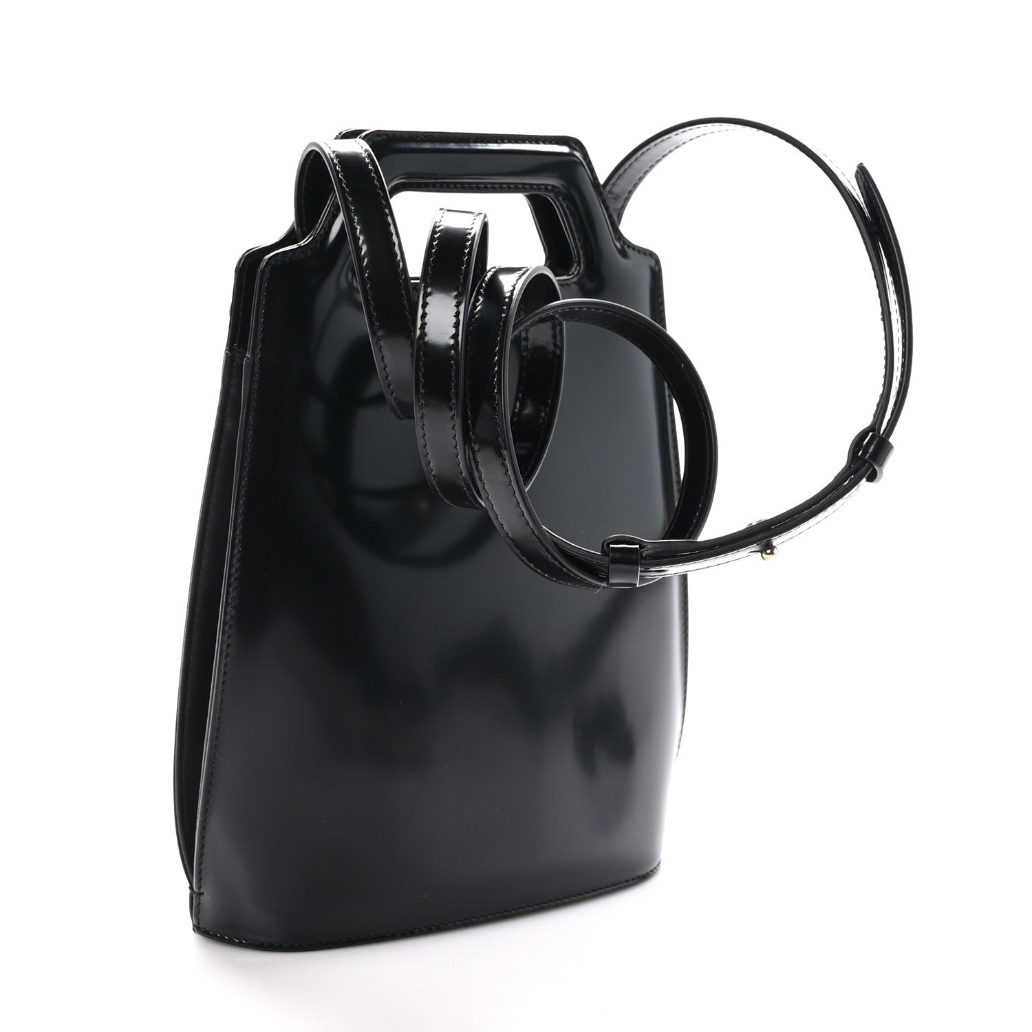 Salvatore Ferragamo Brushed Calfskin North South Wanda Top Handle Bag Black 3 of 9