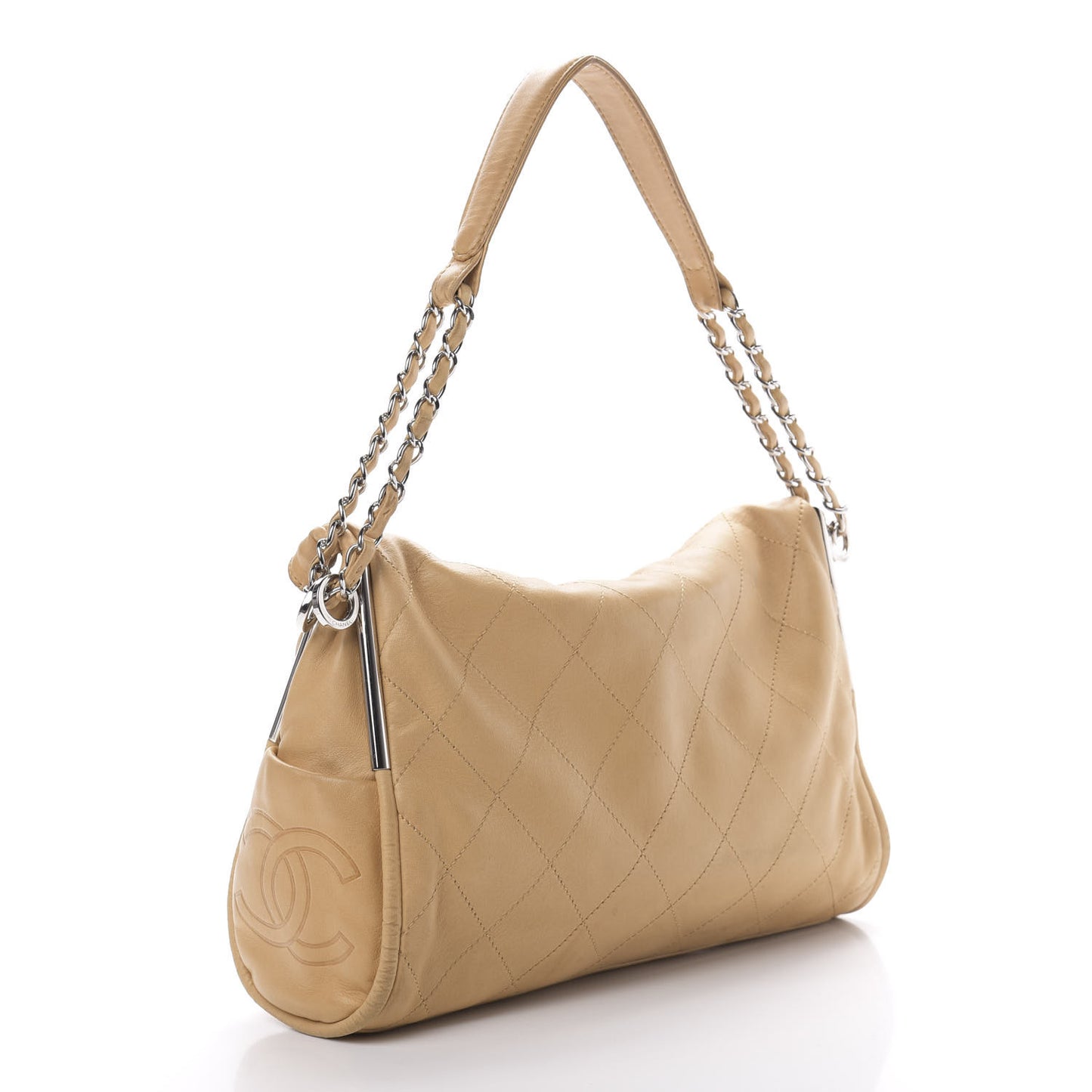Lambskin Stitched Medium Ultimate Soft Tote Beige