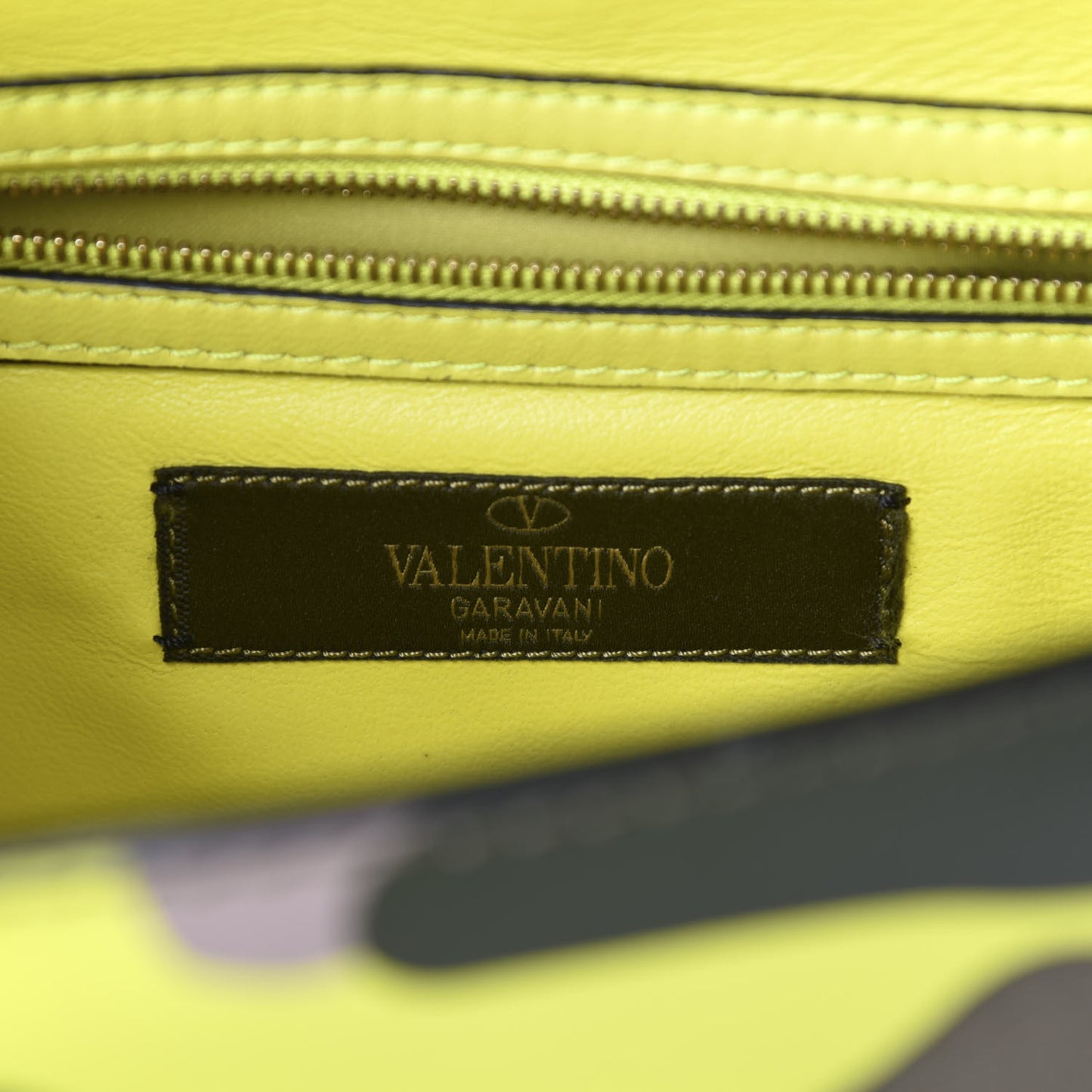 Nappa Canvas Camouflage Medium Glam Lock Rockstud Flap Fluo Yellow