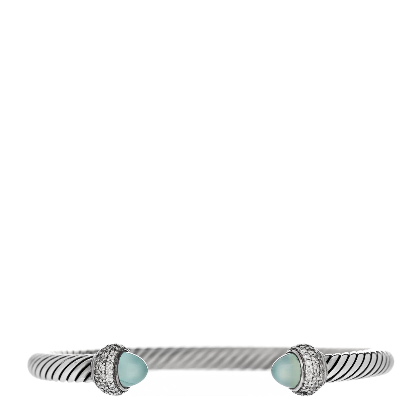 Sterling Silver Diamond Chalcedony 5mm Cable Classics Bracelet