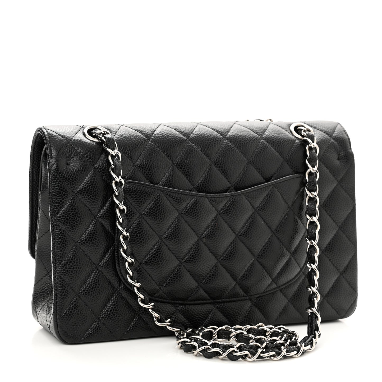 Caviar Quilted Medium Double Flap Black