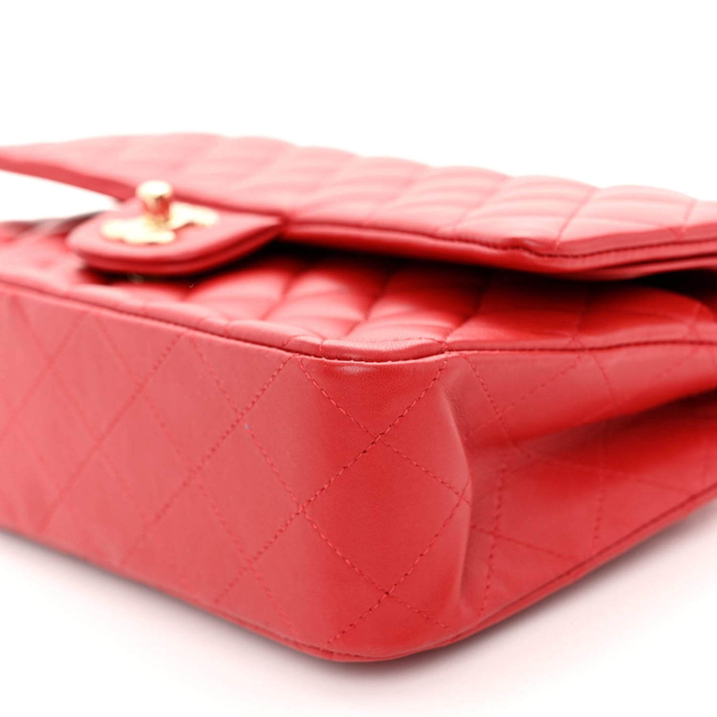 Lambskin Quilted Medium Double Flap Red