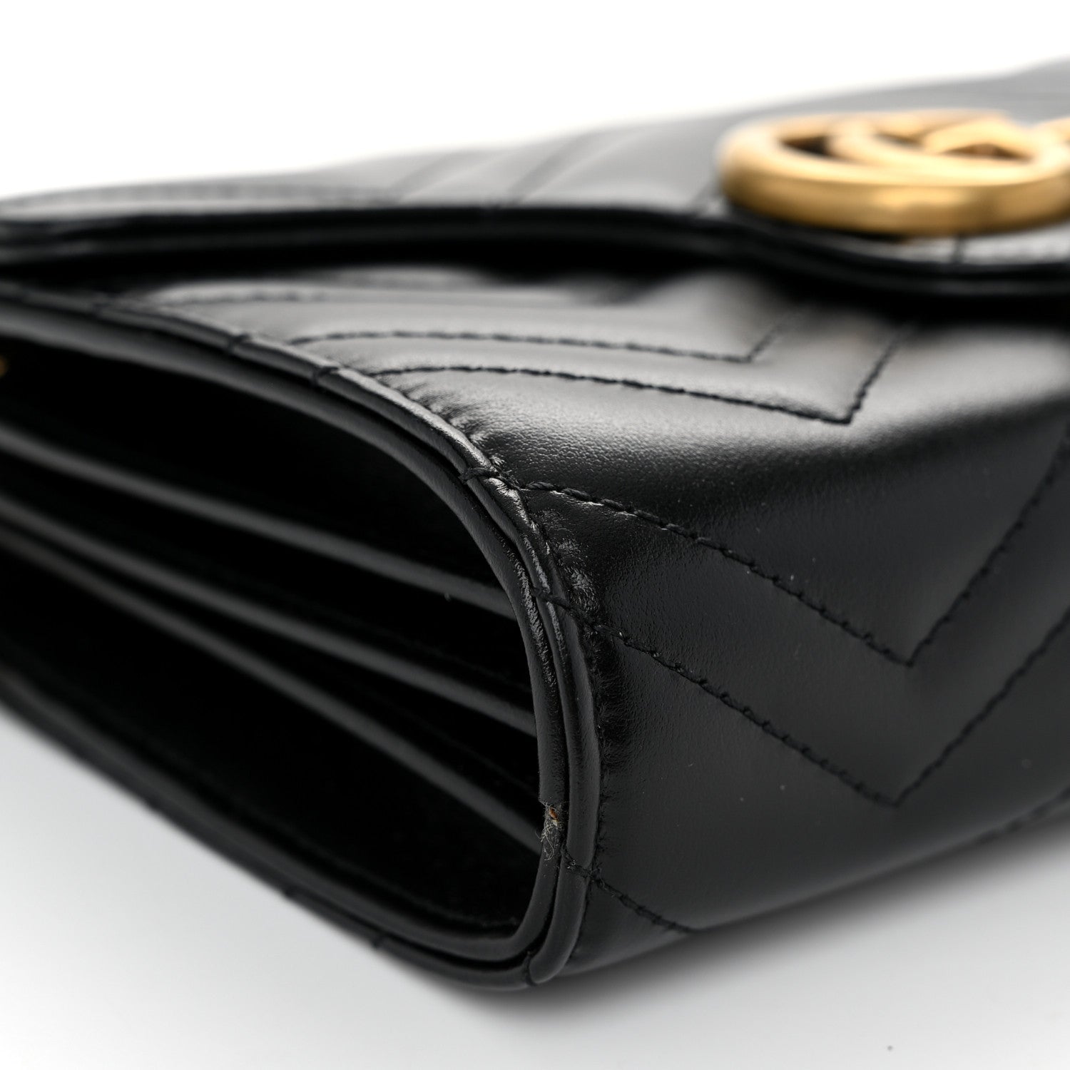 Gucci Calfskin Matelasse GG Marmont Chain Wallet Black 9 of 12