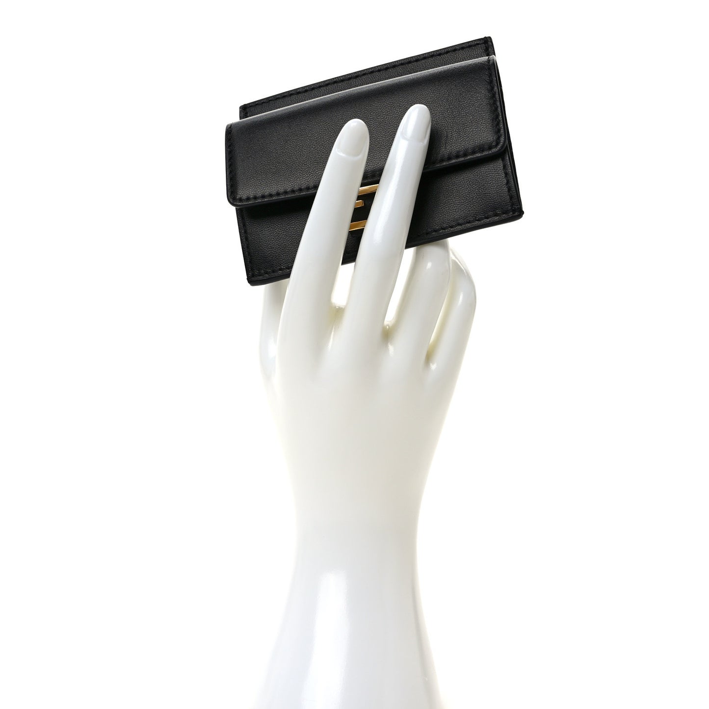 Nappa Matisse FF Diagonal Embossed Fold Over Card Holder Wallet Black