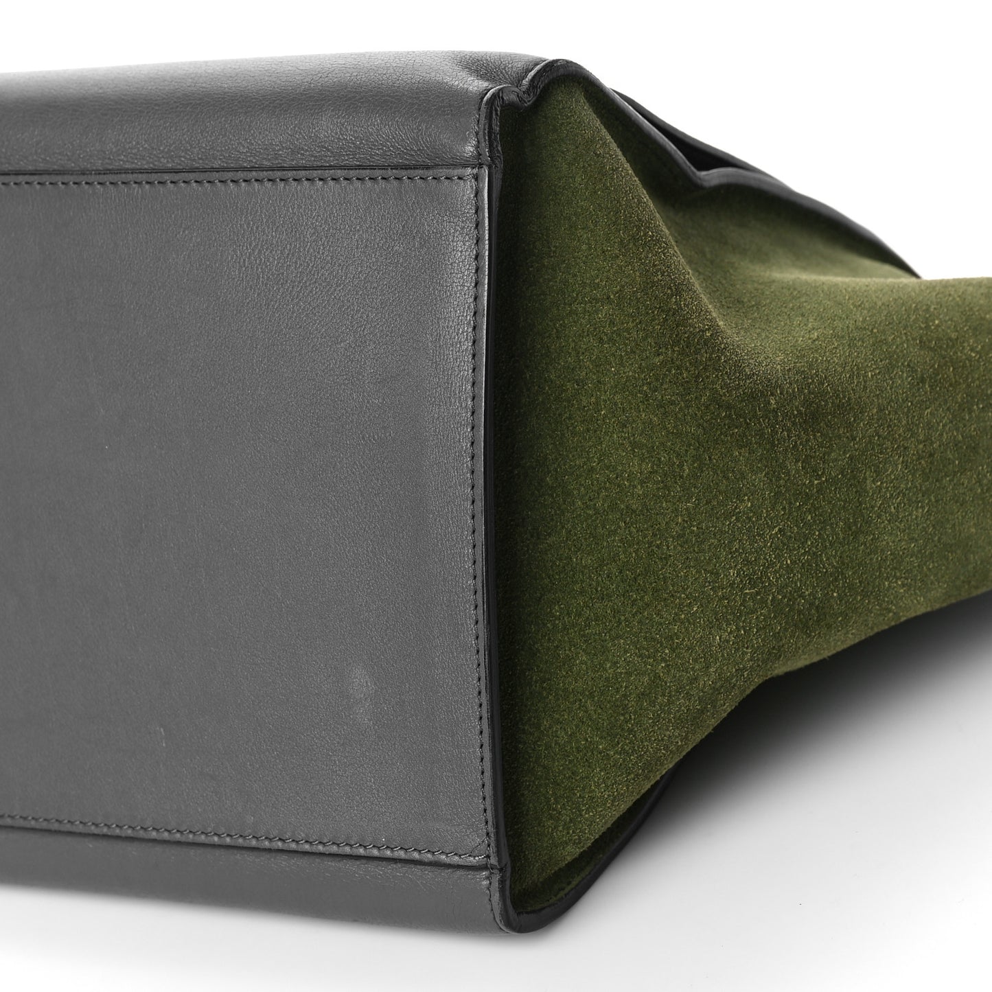 Calfskin Suede Medium Tri-Color Trapeze Green