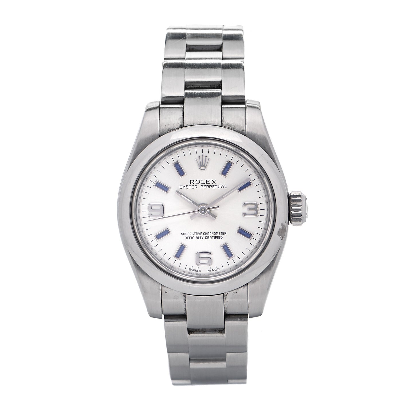 Stainless Steel 26mm Oyster Perpetual Watch Blue Index 176200