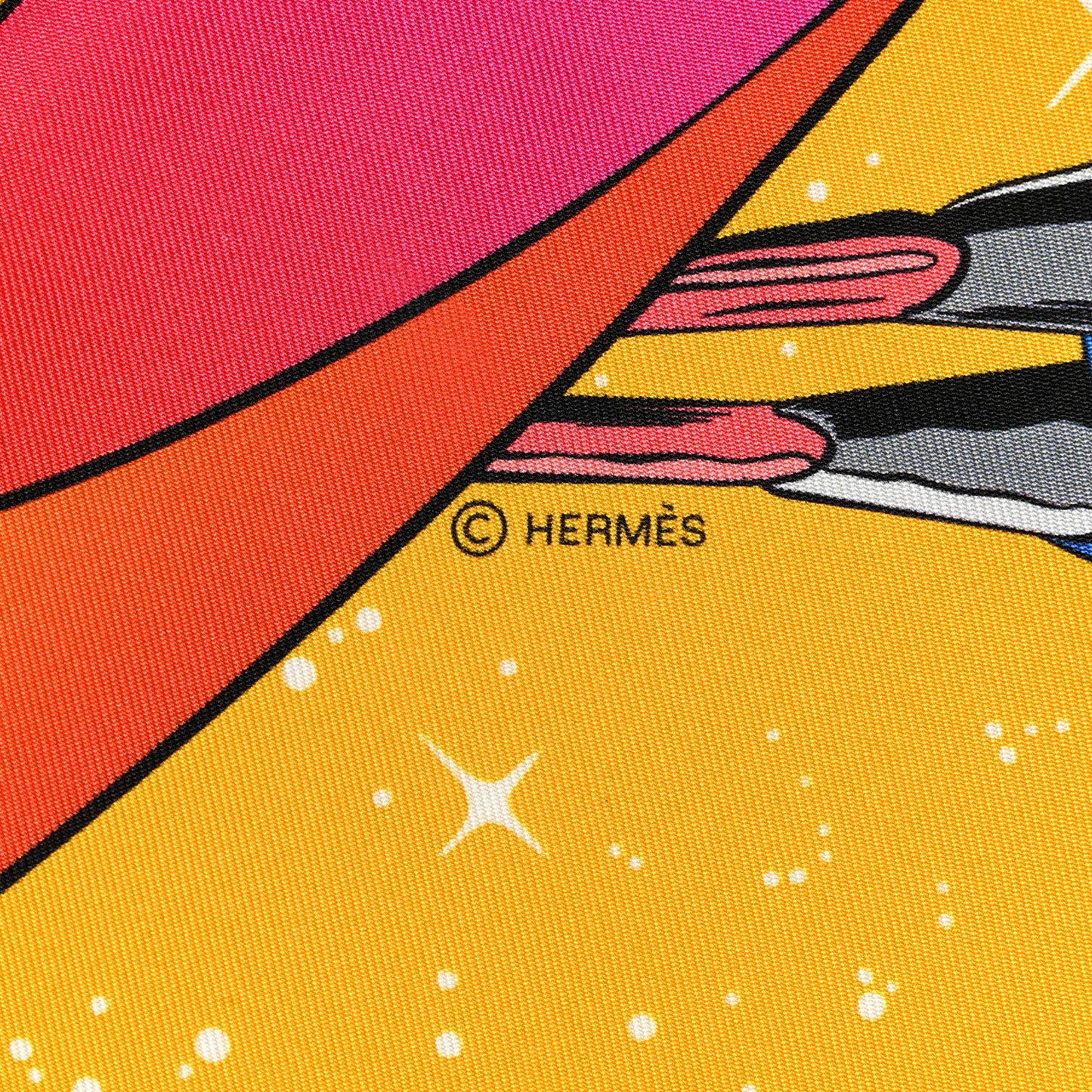 Silk Space Derby Scarf 90 Jaune Vif Vert Fluo Multicolor
