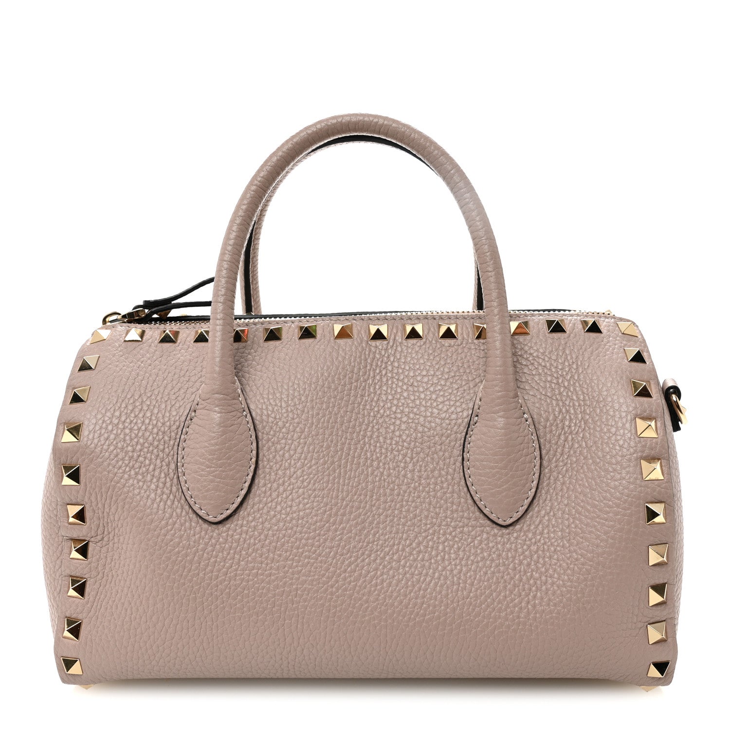 Valentino Garavani Pebbled Calfskin Rockstud Bowling Bag Poudre