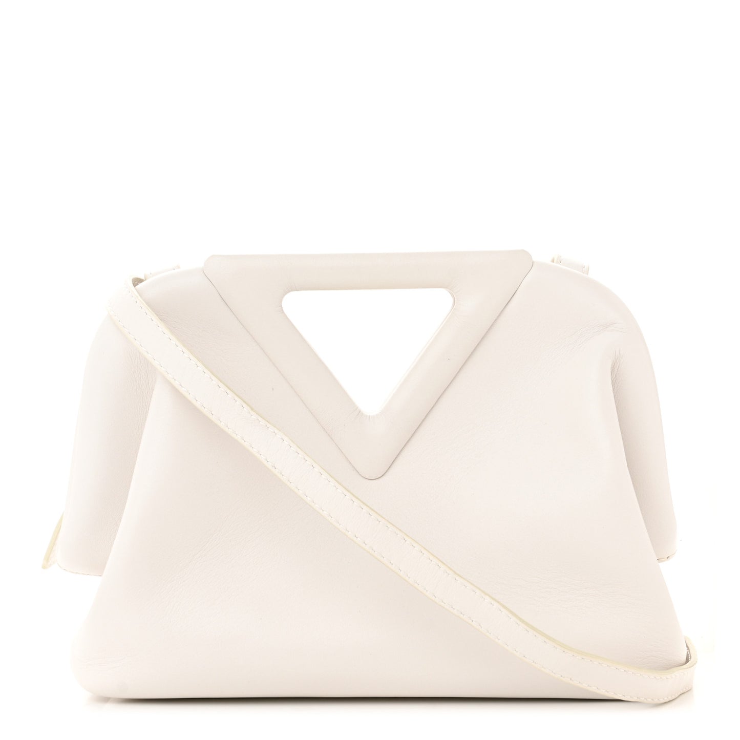 Calfskin Small The Point Triangle Bag Chalk