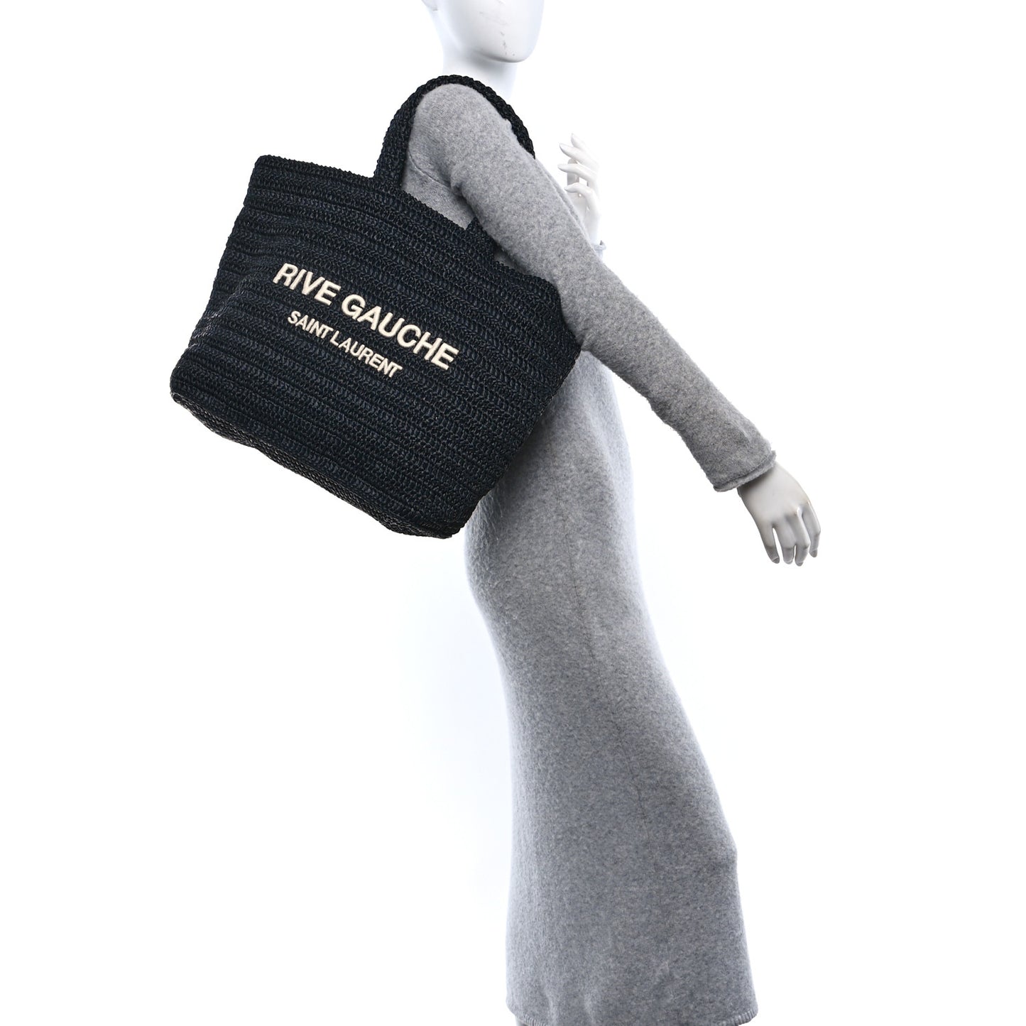 Raffia Rive Gauche Tote Black