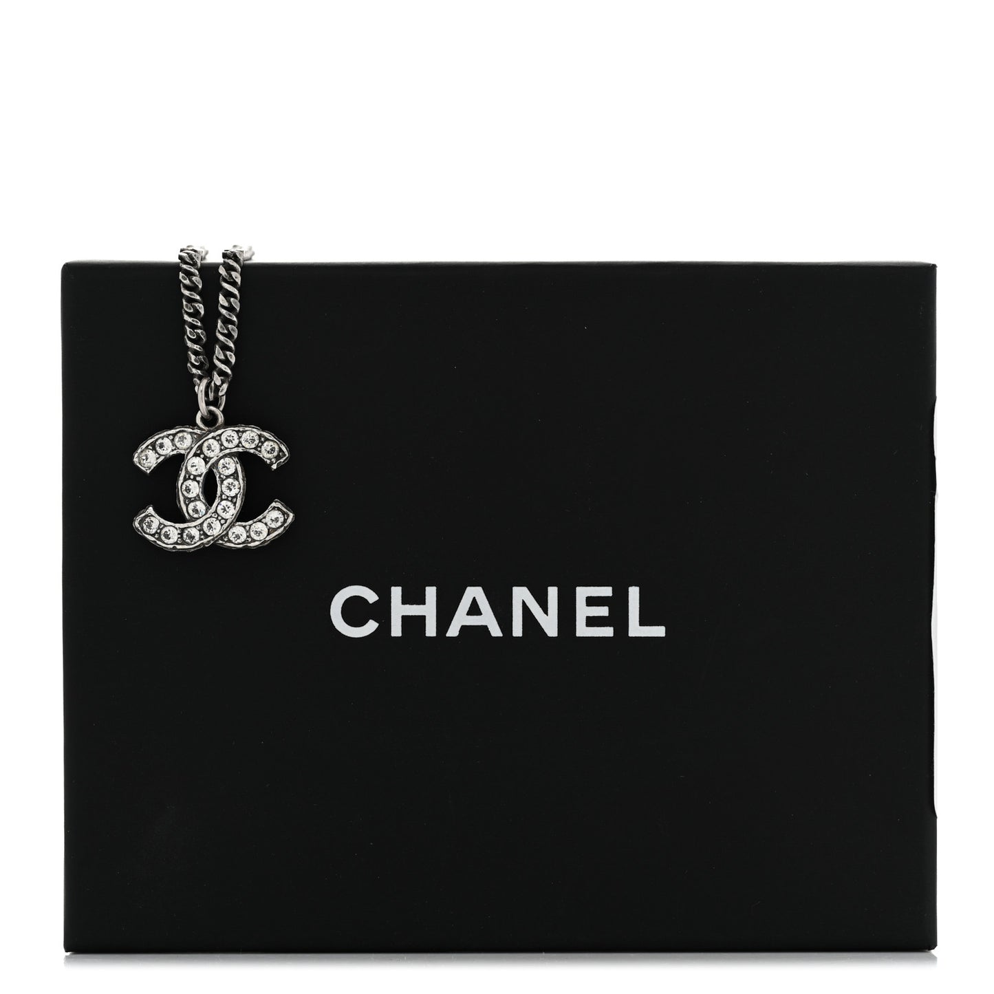 Ruthenium Crystal Pearl CC Pendant Necklace Silver