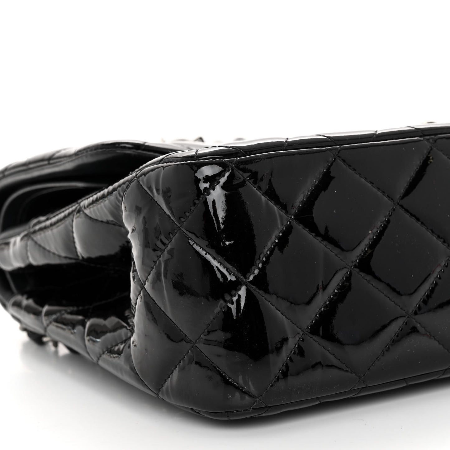 Patent Quilted Jumbo Double Flap Black