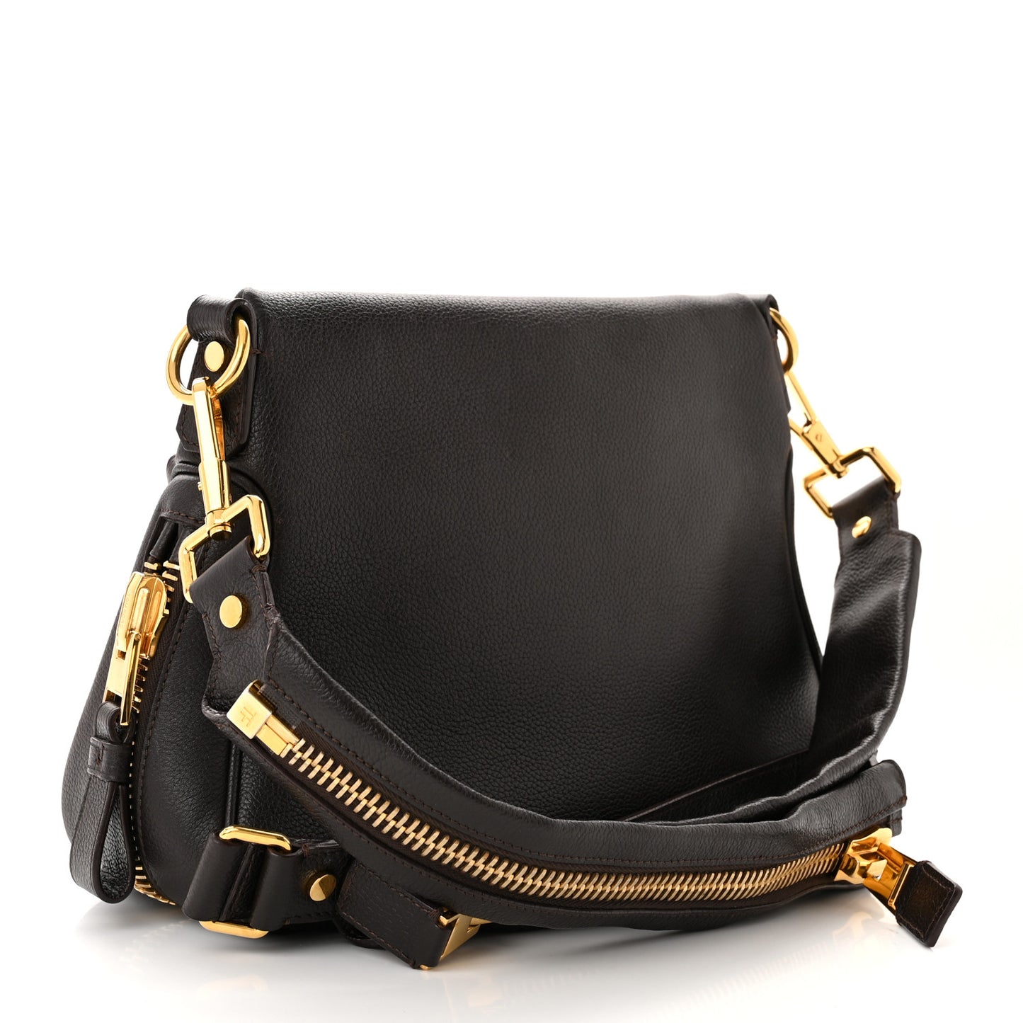 Grained Calfskin Medium Jennifer Crossbody Bag Brown