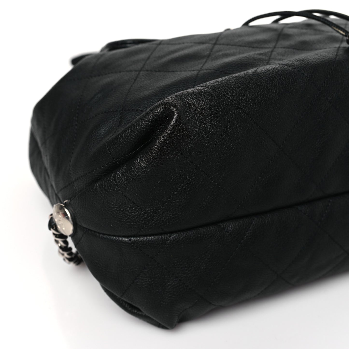 Grained Calfskin Stitched Braided With Style Backpack Black