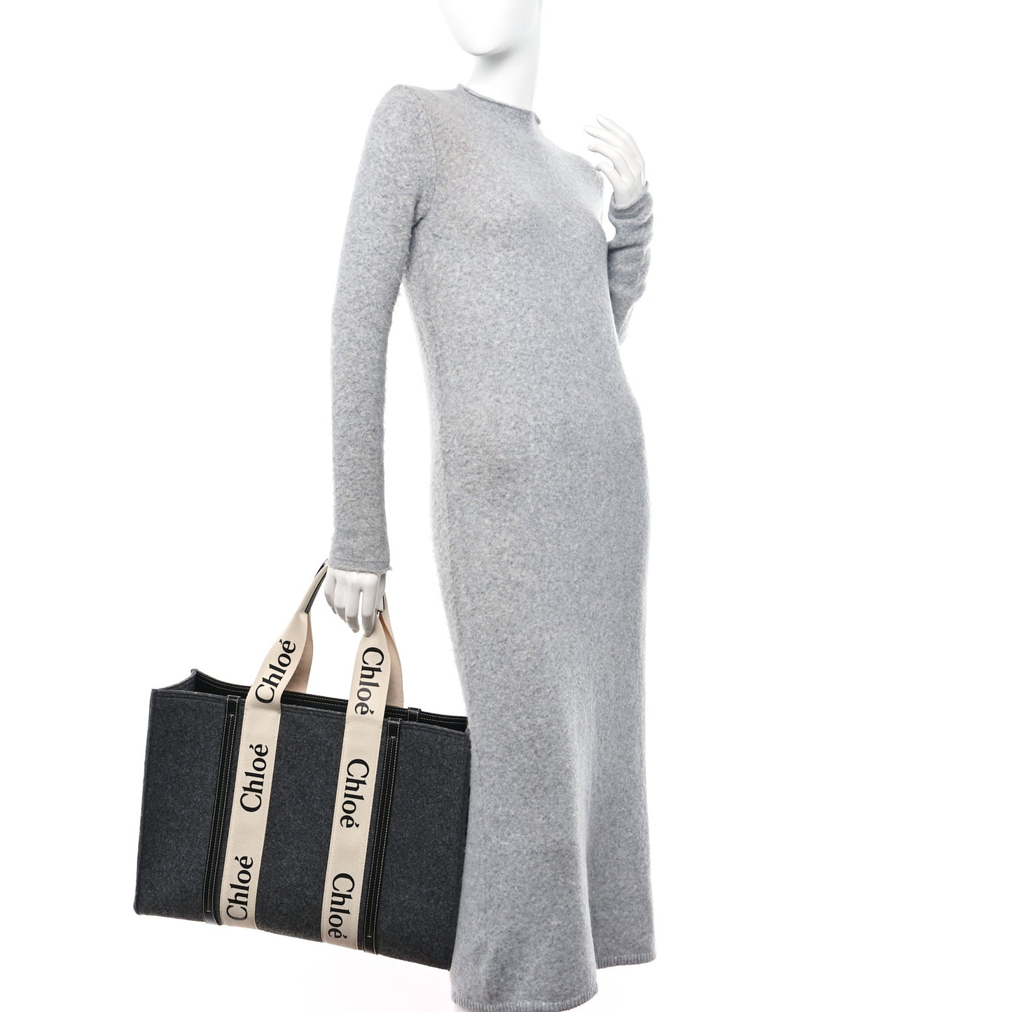 Felt Large Woody Ribbon Tote Cashmere Grey