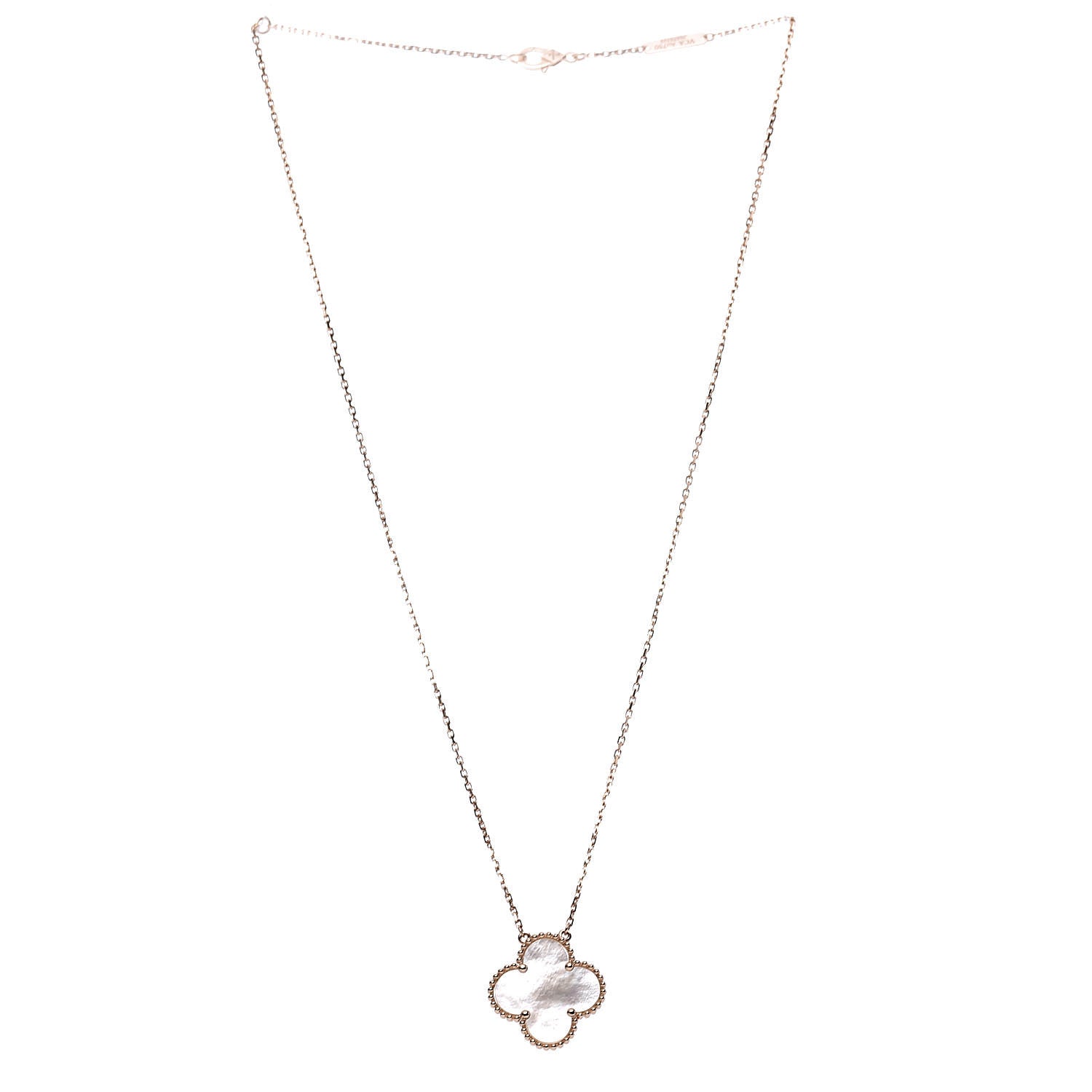 Van Cleef & Arpels 18K Rose Gold Mother of Pearl Magic Alhambra Pendant Necklace 3 of 9