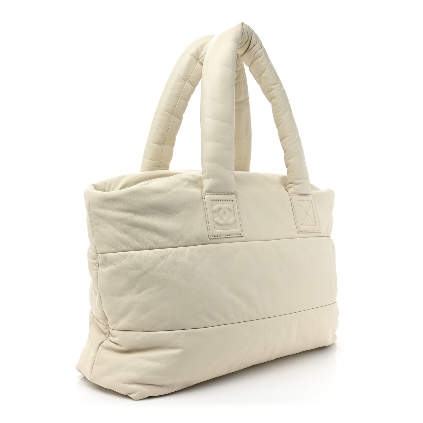 Lambskin Quilted Large Coco Cocoon Tote White