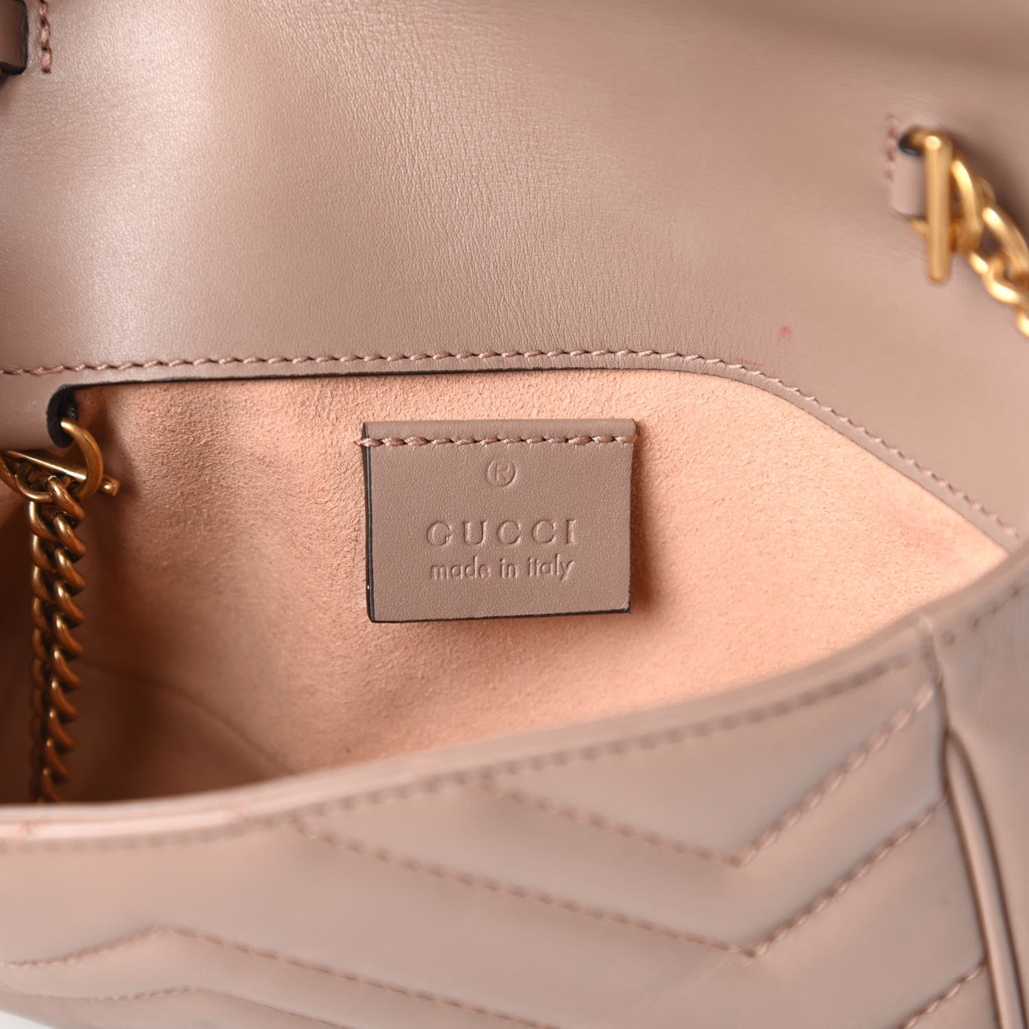 Gucci Calfskin Matelasse Super Mini GG Marmont Shoulder Bag Porcelain Rose 8 of 10