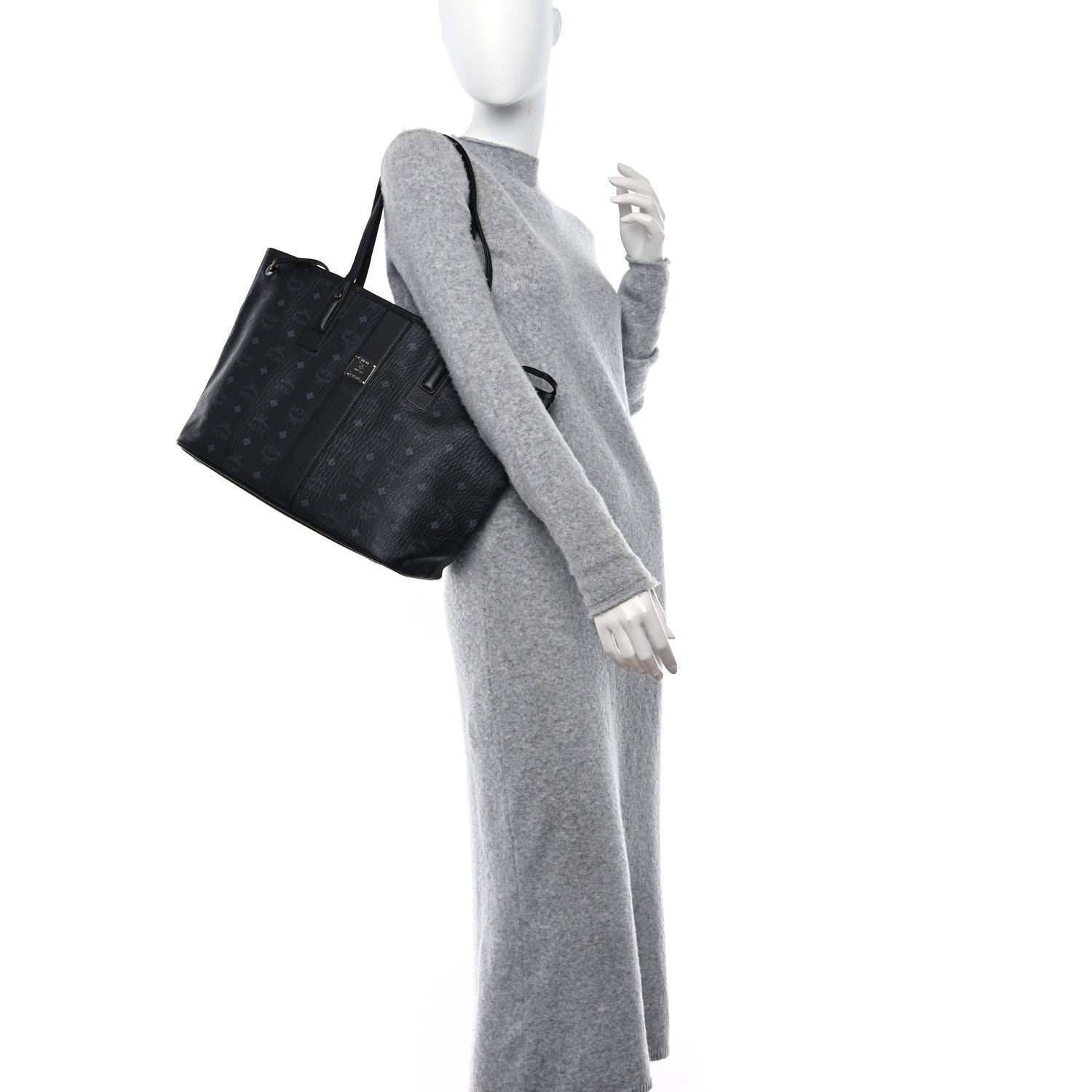 MCM Visetos Medium Liz Reversible Shopper Tote Black 2 of 16